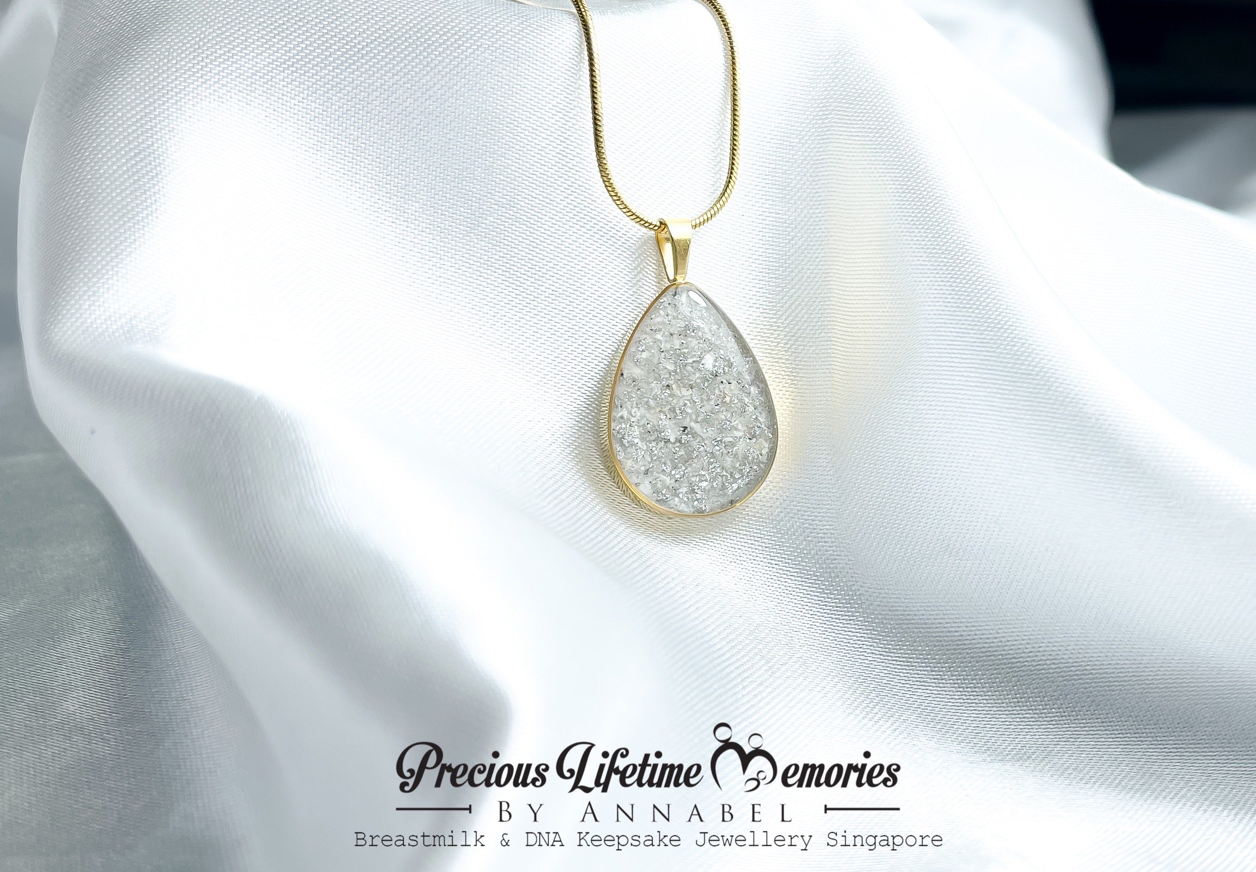 Cremation Ashes Metallic Shards Waterdrop Pendant (25mm)