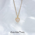 Heart-shaped pendant necklace on a white background with 'Precious Lifetime Memories by Annabel' branding.