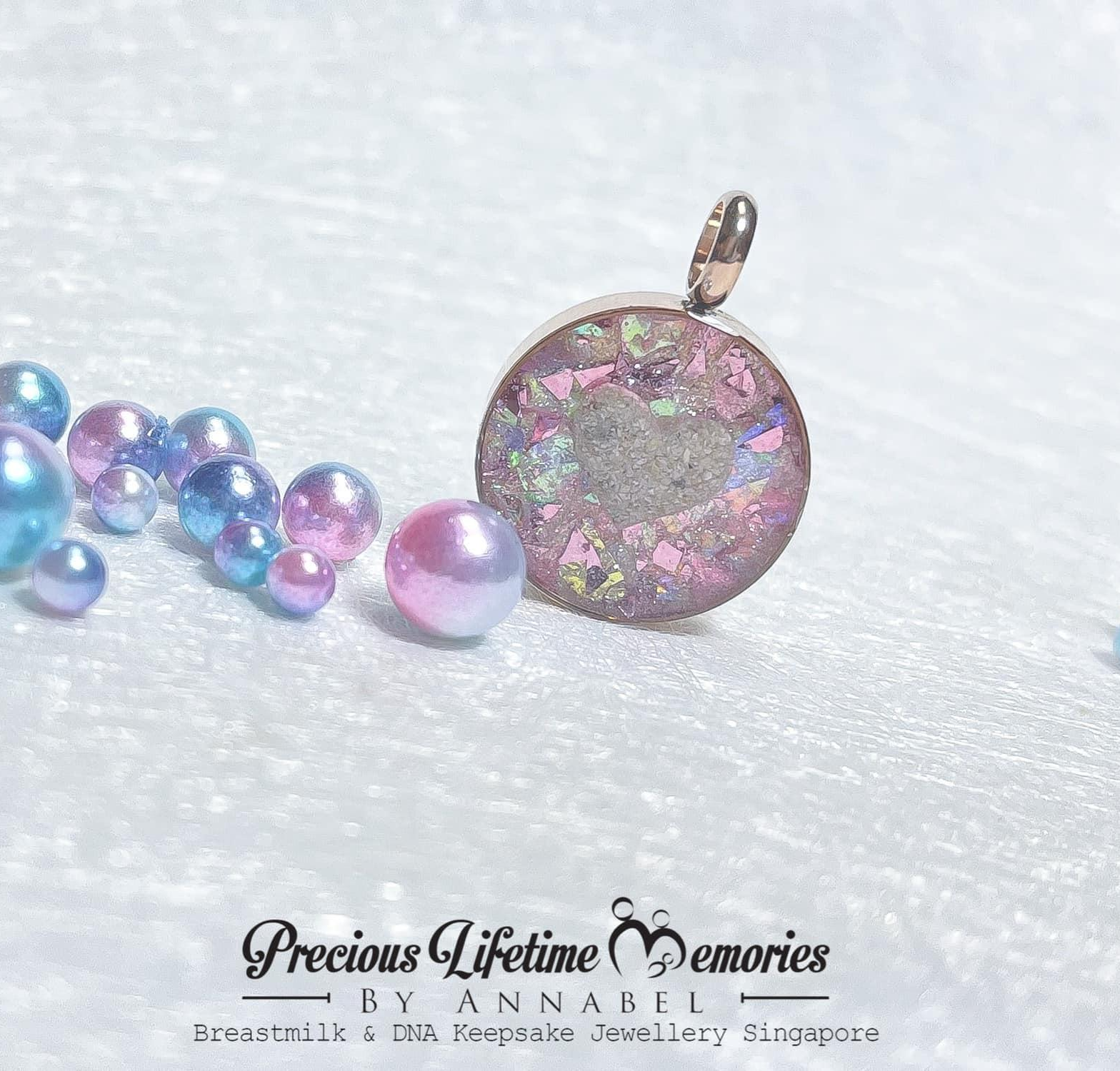 Cremation Heart Ashes PM Flakes Pendant (18mm)