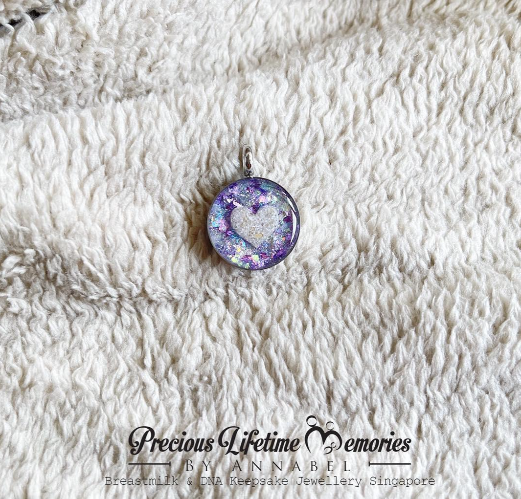 Cremation Heart Ashes PM Flakes Pendant (18mm)
