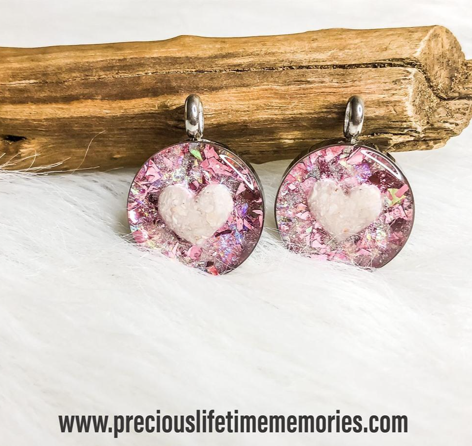 Cremation Heart Ashes PM Flakes Pendant (18mm)