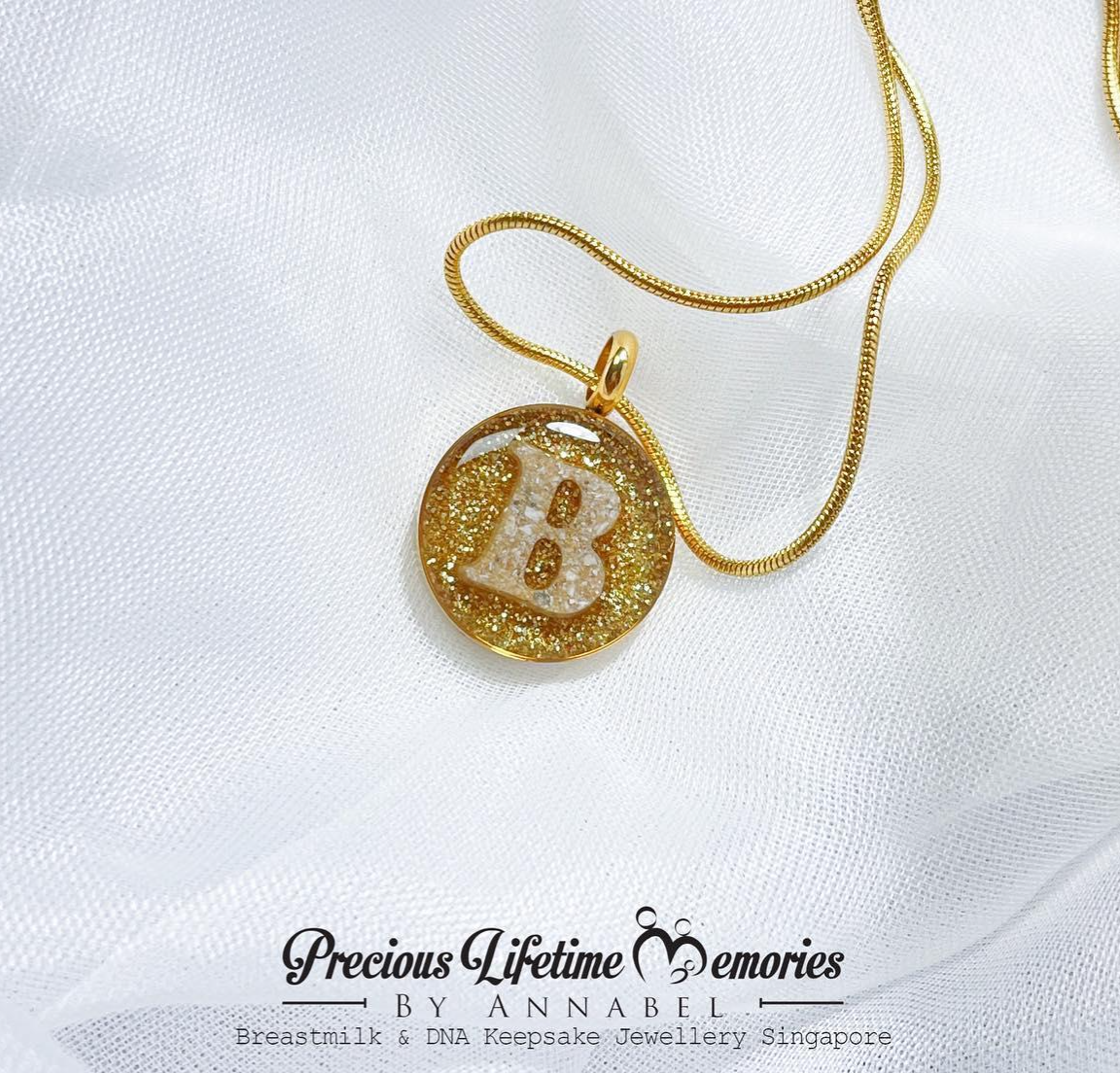 Cremation Ashes Bold Initial Pendant (18mm)
