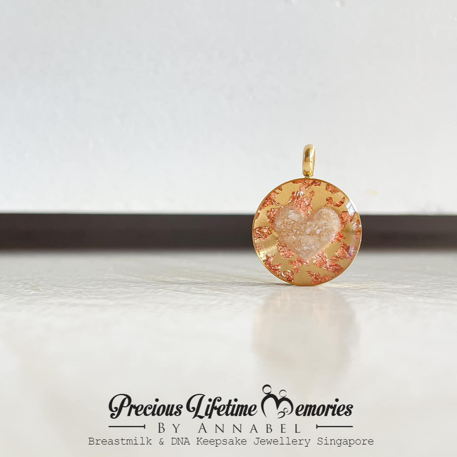 Cremation Heart Ashes Foil Pendant (18mm)