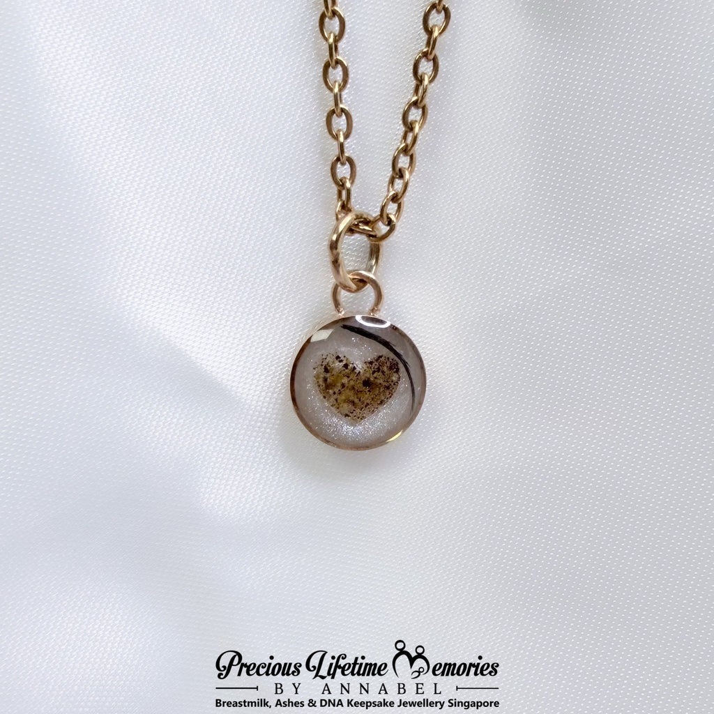Breastmilk And Hair Curl Heart Pendant Charm (10mm)