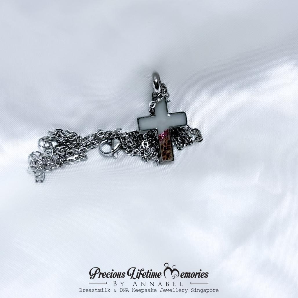 Cross of Love Breastmilk, Umbilical Cord Necklace Pendant
