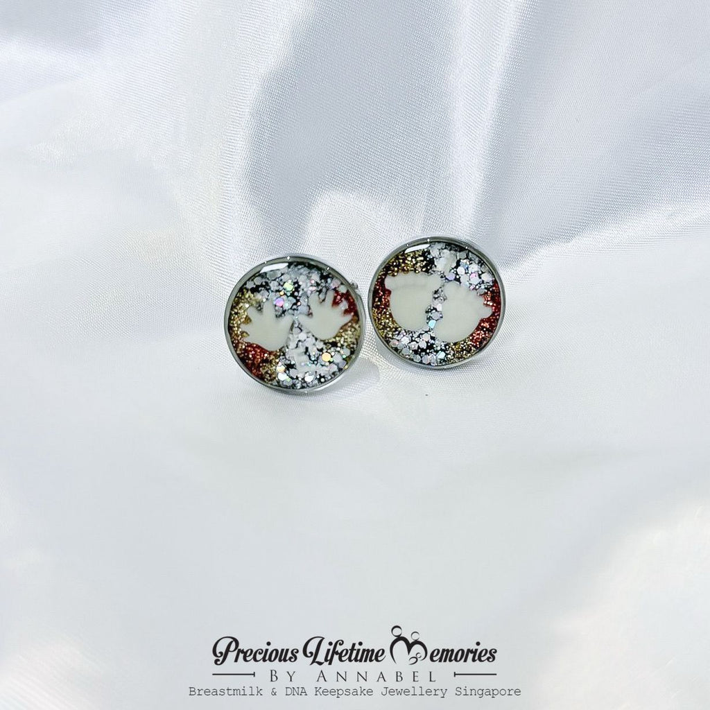 Bronze Gold Hand And Feet Breastmilk Gem Cufflink (18mm)