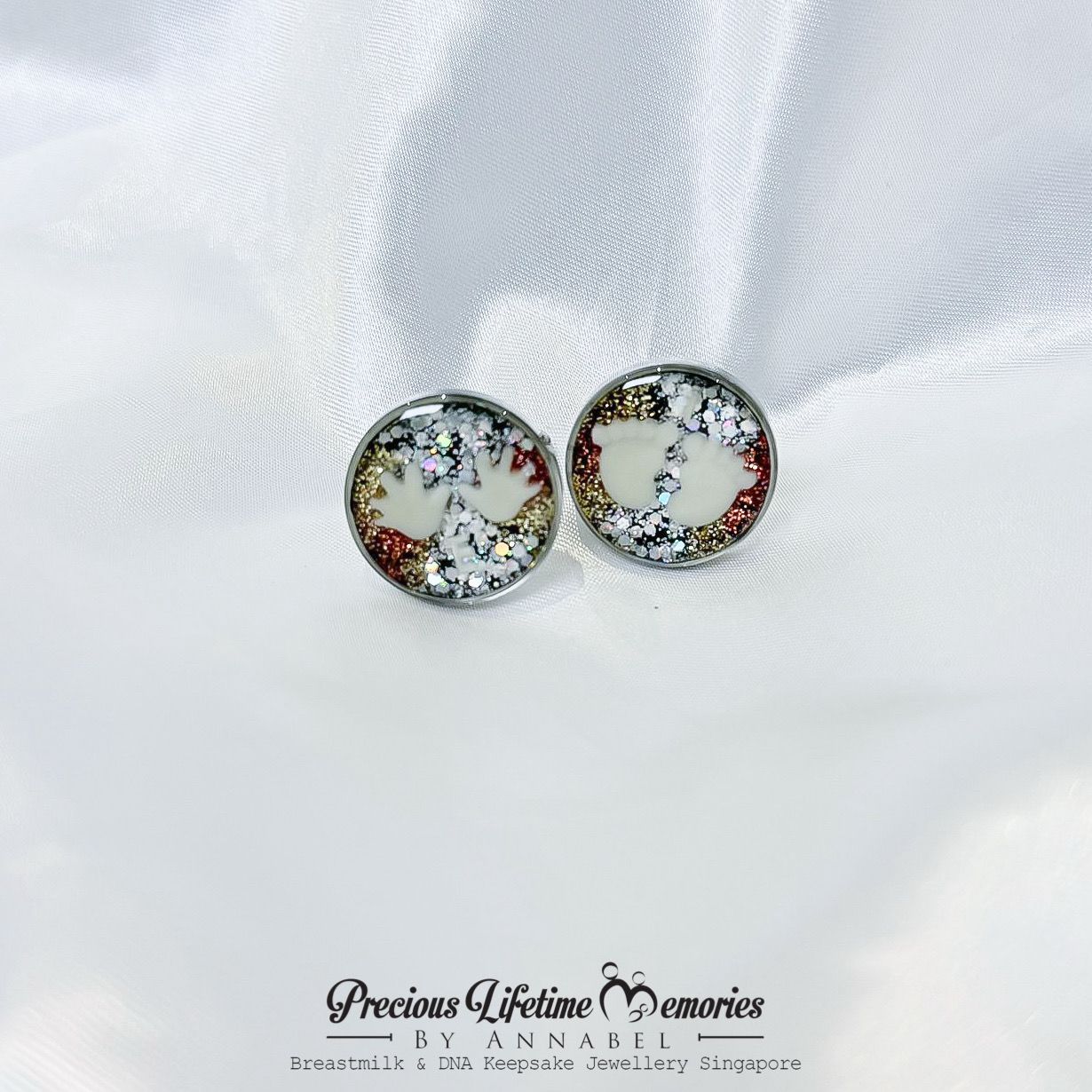 Bronze Gold Hand And Feet Breastmilk Gem Cufflink (18mm)