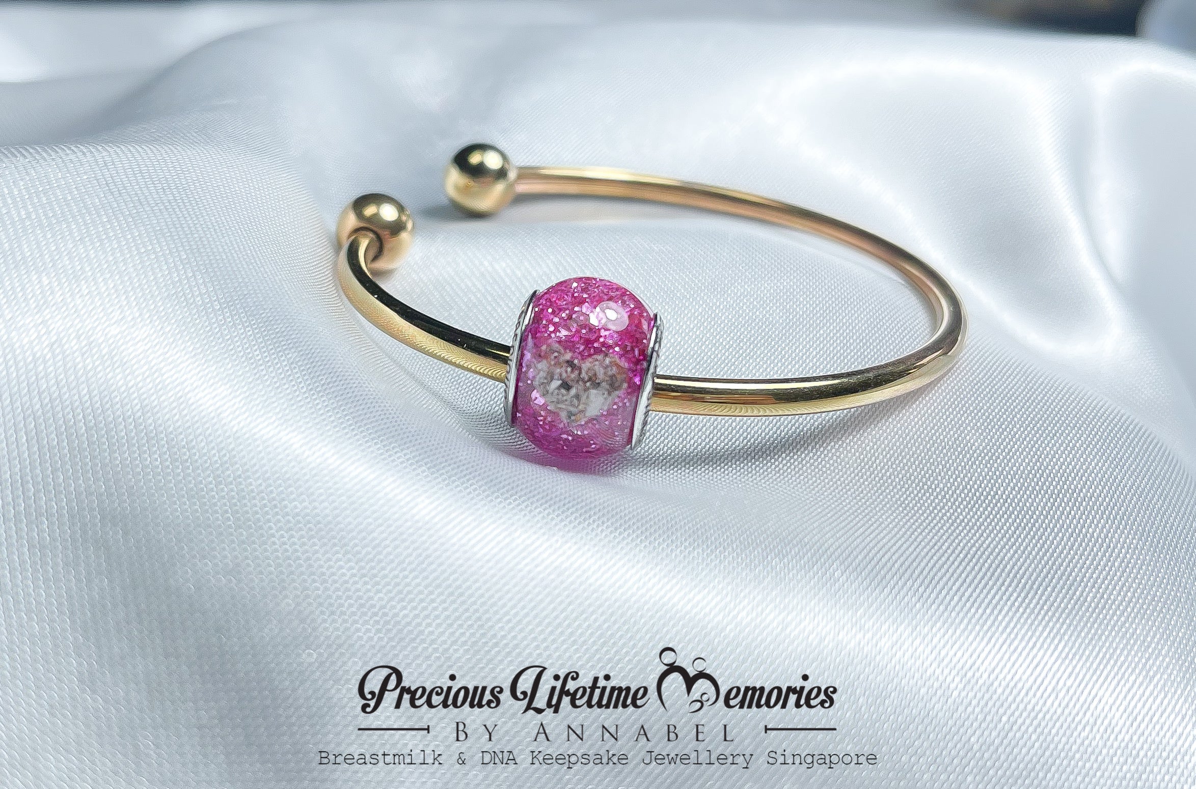 Cremation Pet Ashes Fur Dual Heart European Bead Charm
