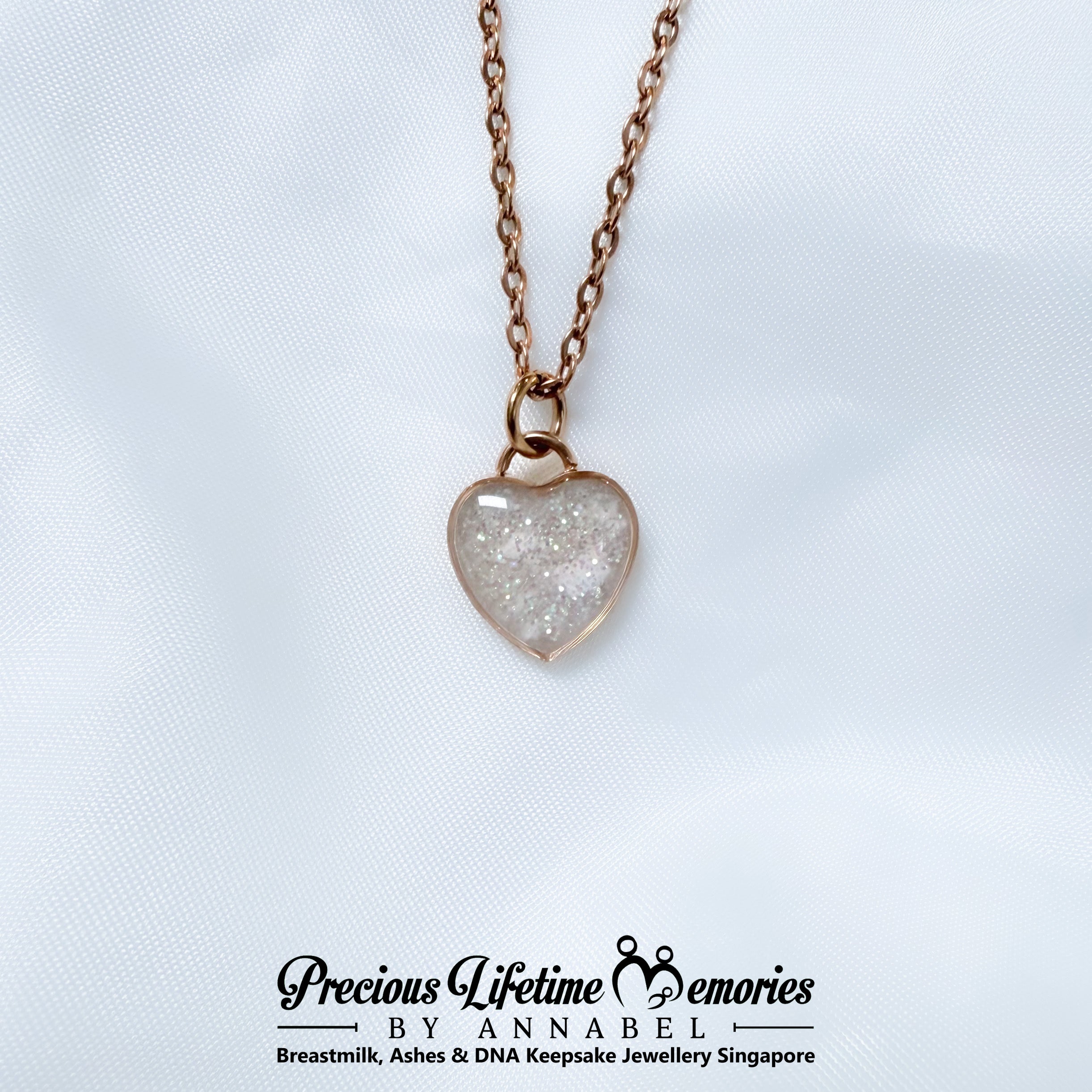 Cremation Memorial Classic Heart Ashes Glitter Necklace (16mm)