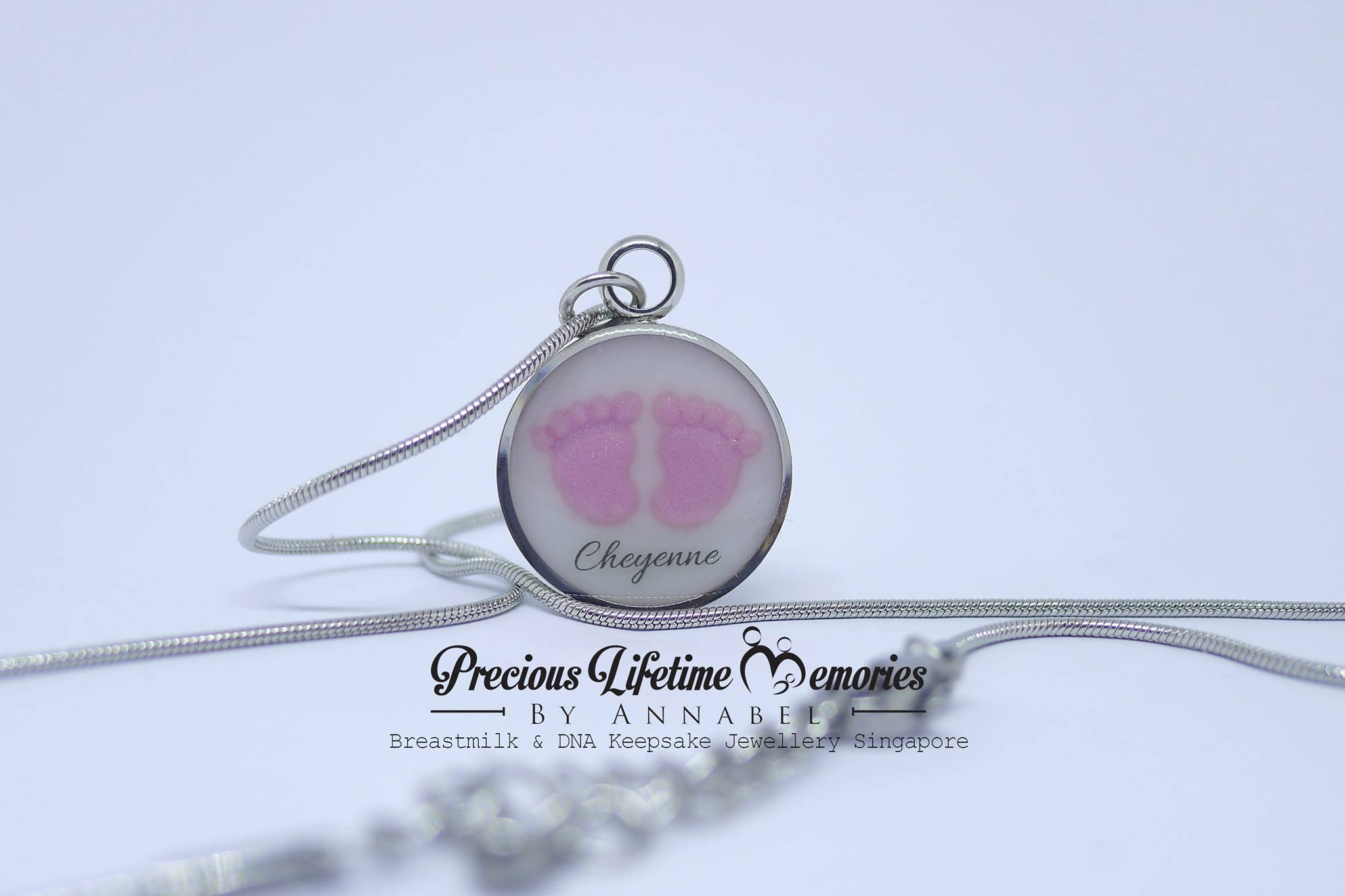 Little Footprints Breastmilk Shimmer Necklace Pendant (18mm)