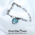 Frozen Blue Breastmilk Heart Eternal Link Bracelet (16mm)