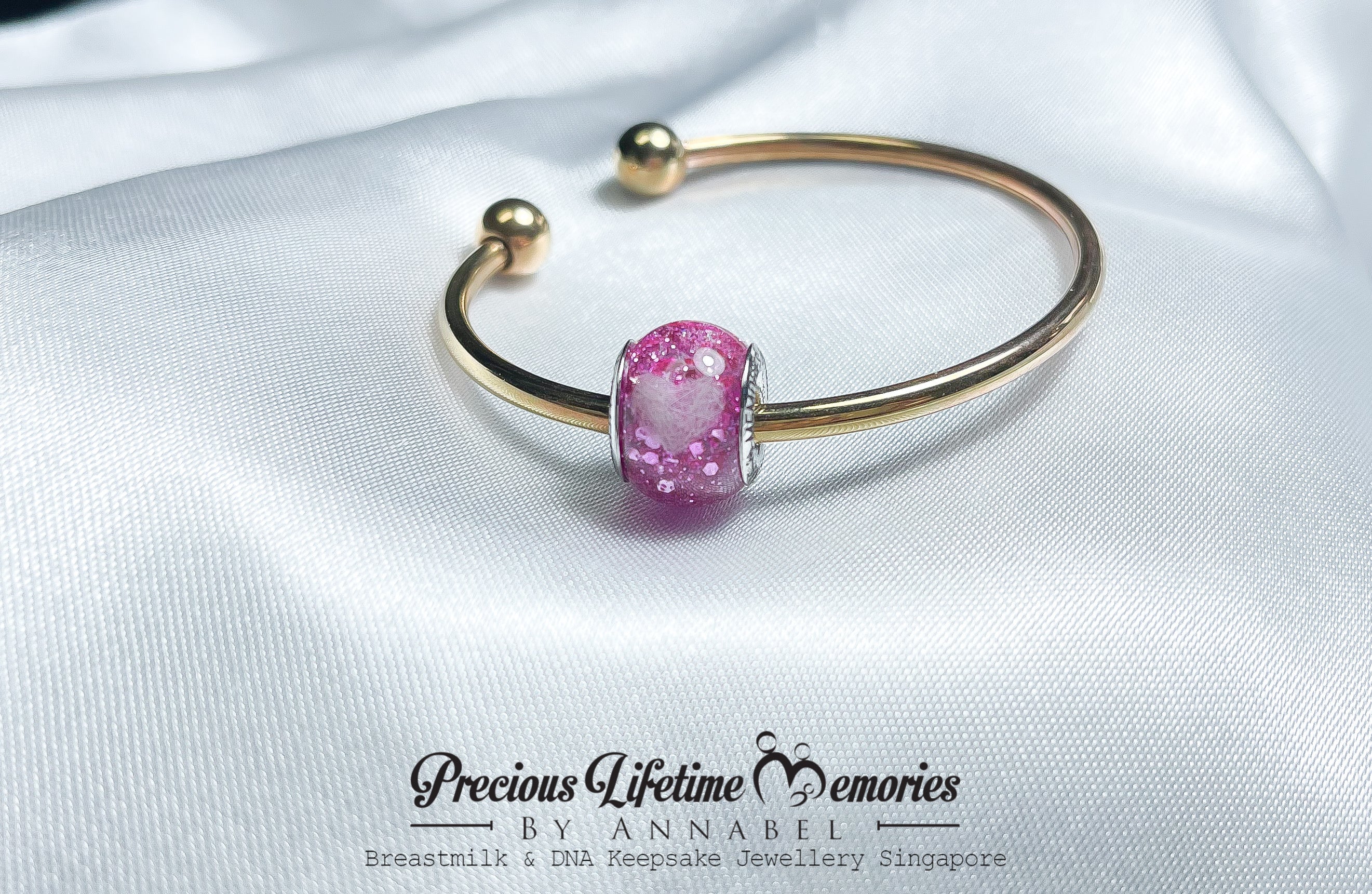 Cremation Pet Ashes Fur Dual Heart European Bead Charm