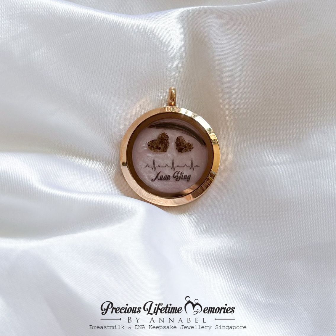 Triple Inclusion Heartbeat Glass Locket