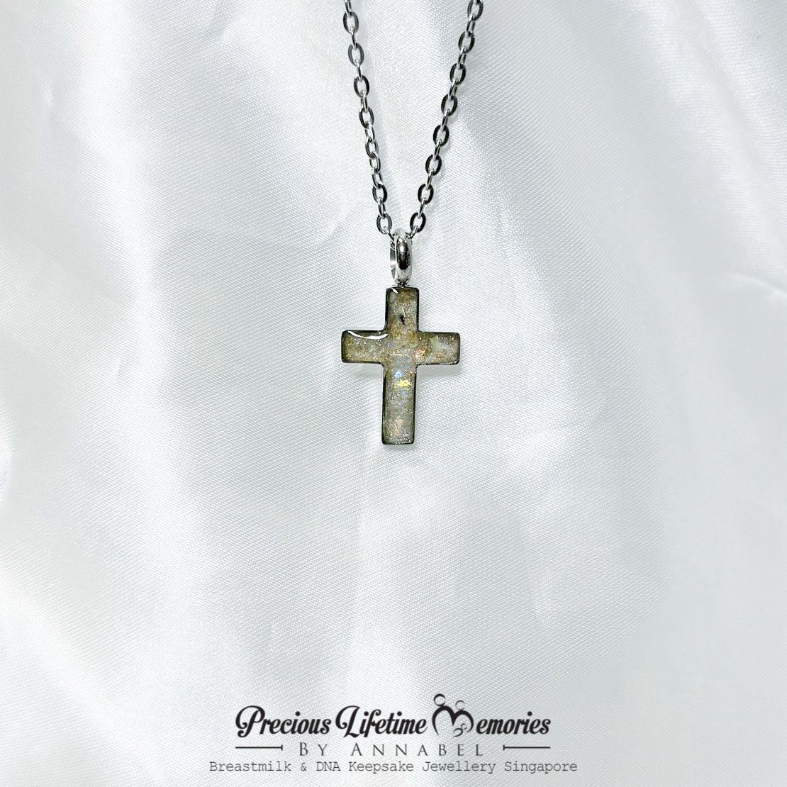 Memorial Cross Ashes Sparkling Flakes Pendant
