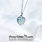 Pets Cremation Ashes Frozen Blue Heart Necklace Pendant (16mm)