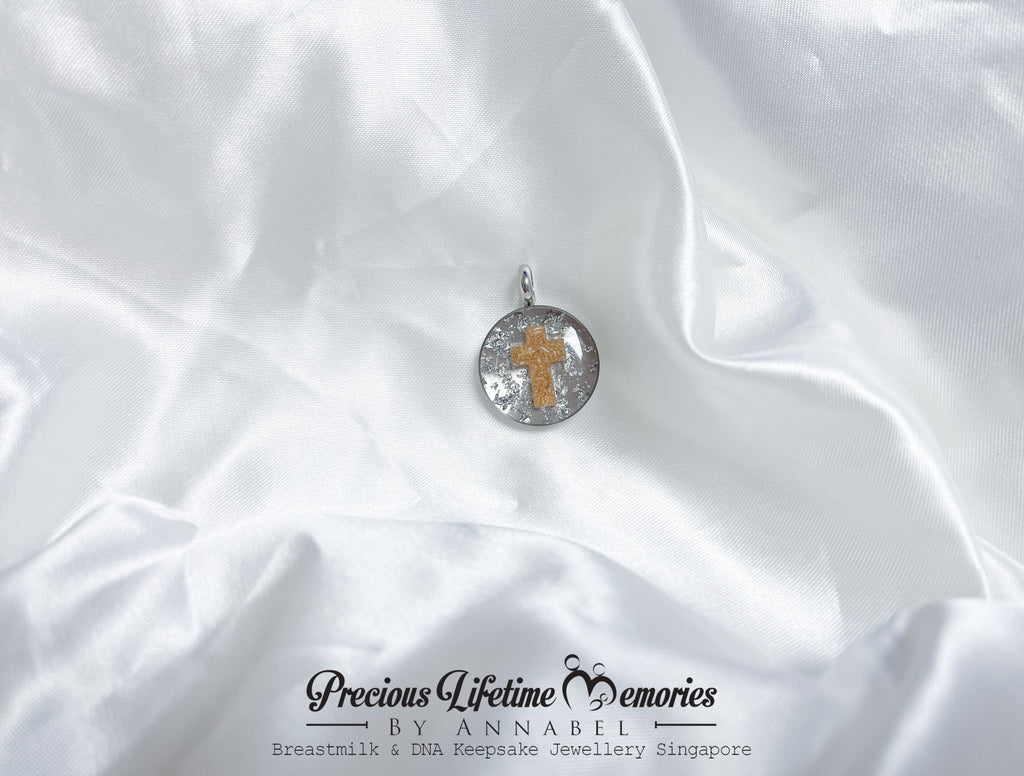 Cremation Ash Cross of Hope Foil Necklace (18mm)