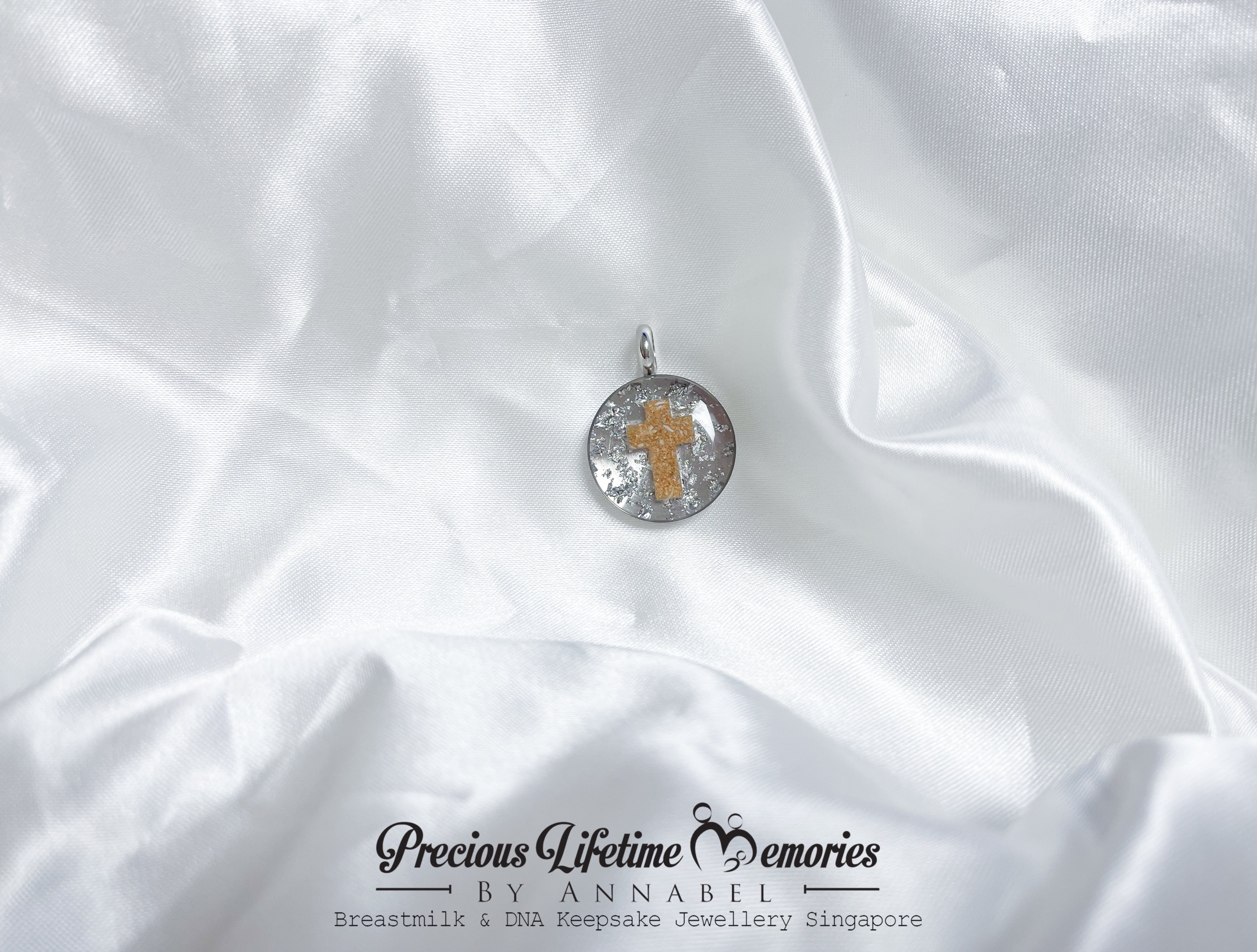 Cremation Ash Cross of Hope Foil Necklace (18mm)