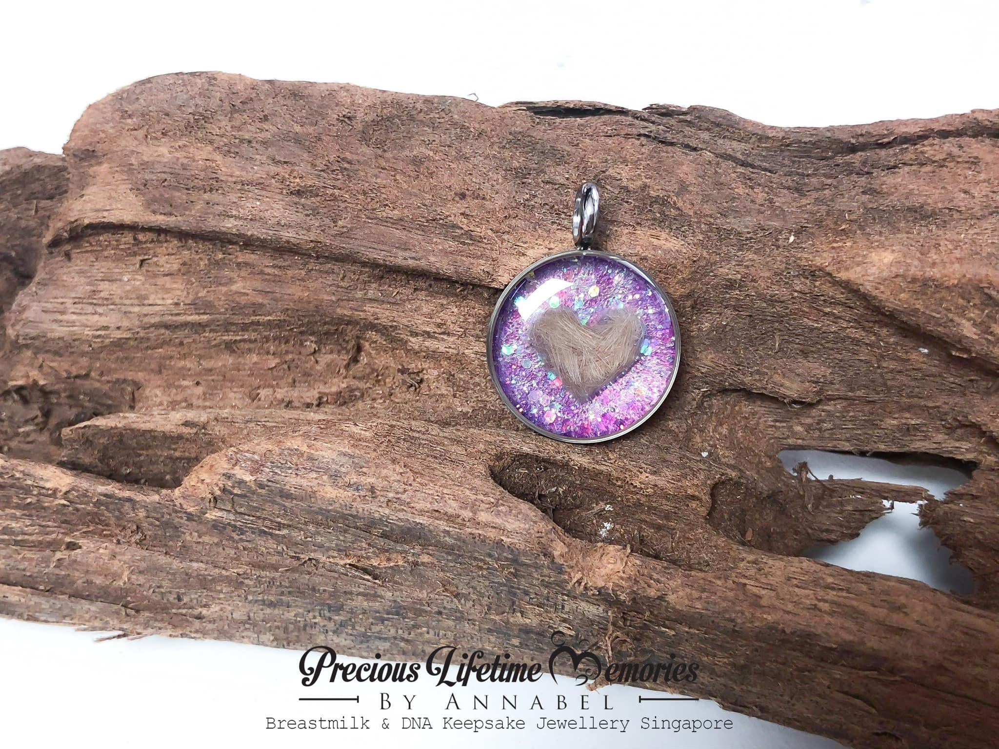 Cremation Heart Furs Falling Glitters Pendant (18mm)