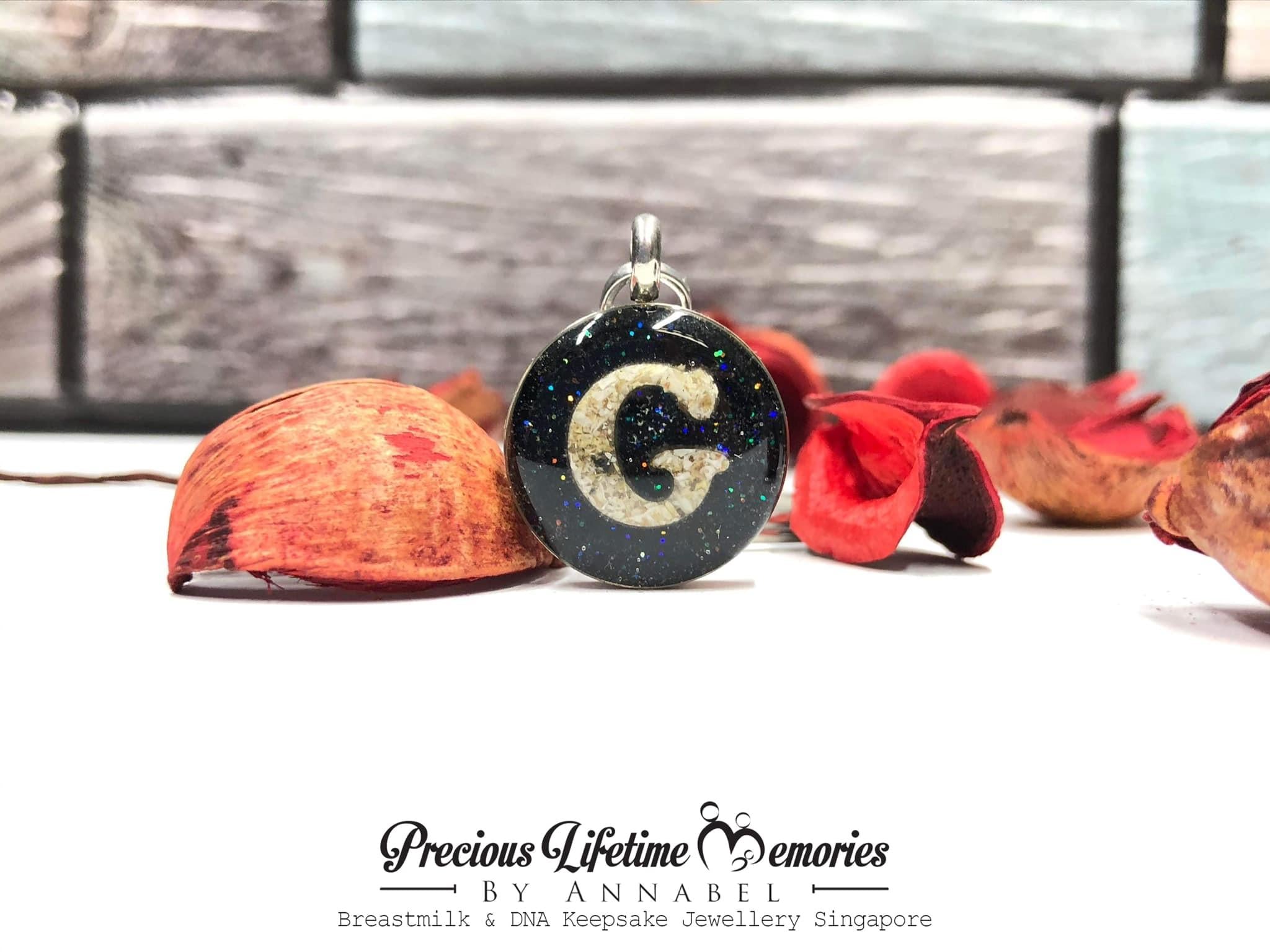Cremation Initial Ashes Glitters Pendant (18mm)