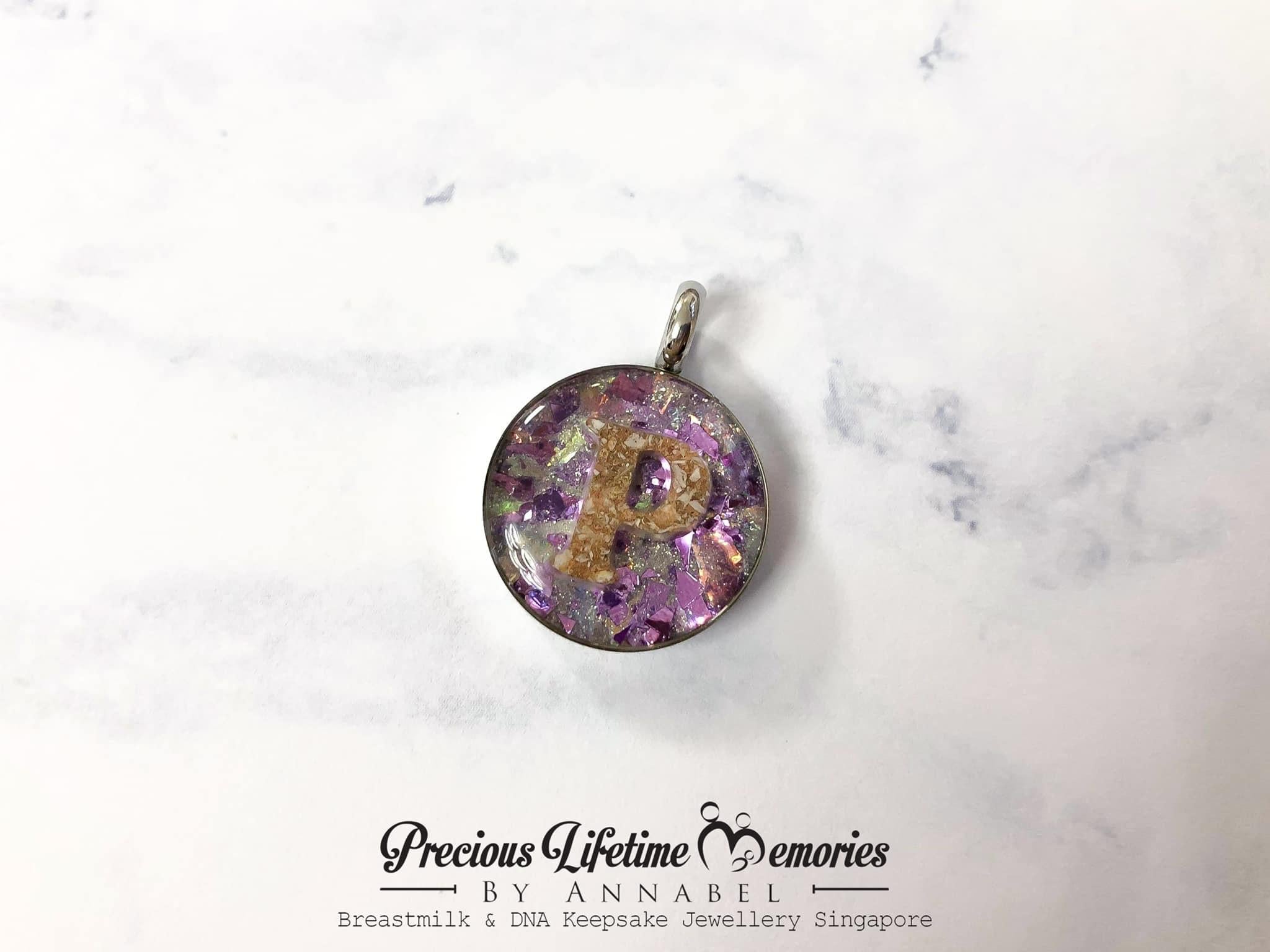 Cremation Initial Ashes Pm Flakes Pendant (18mm)