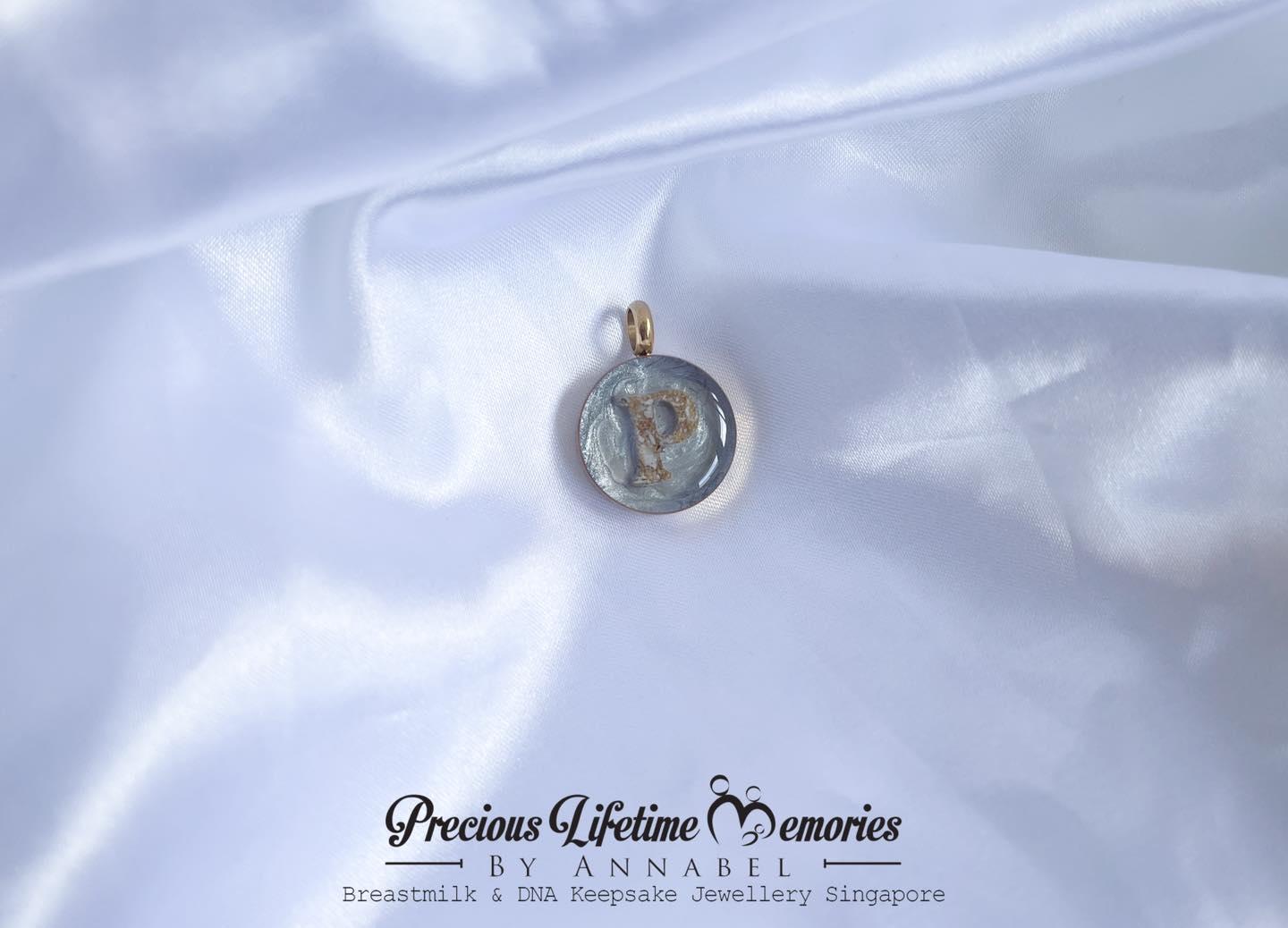Cremation Ashes Bold Initial Pearl Effect Pendant (18mm)