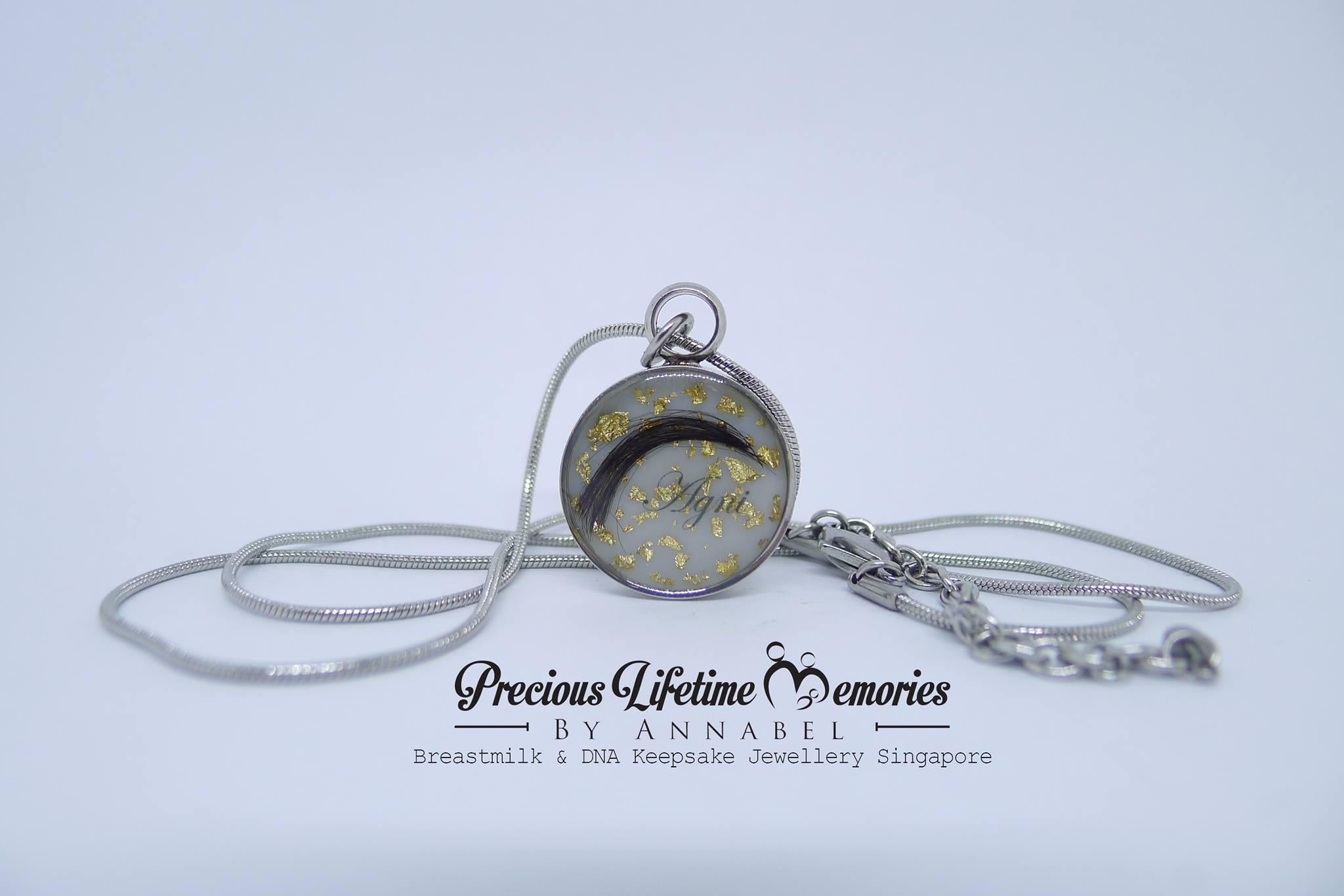 Breastmilk And Hair Curl Full Foils Necklace Pendant (18mm)