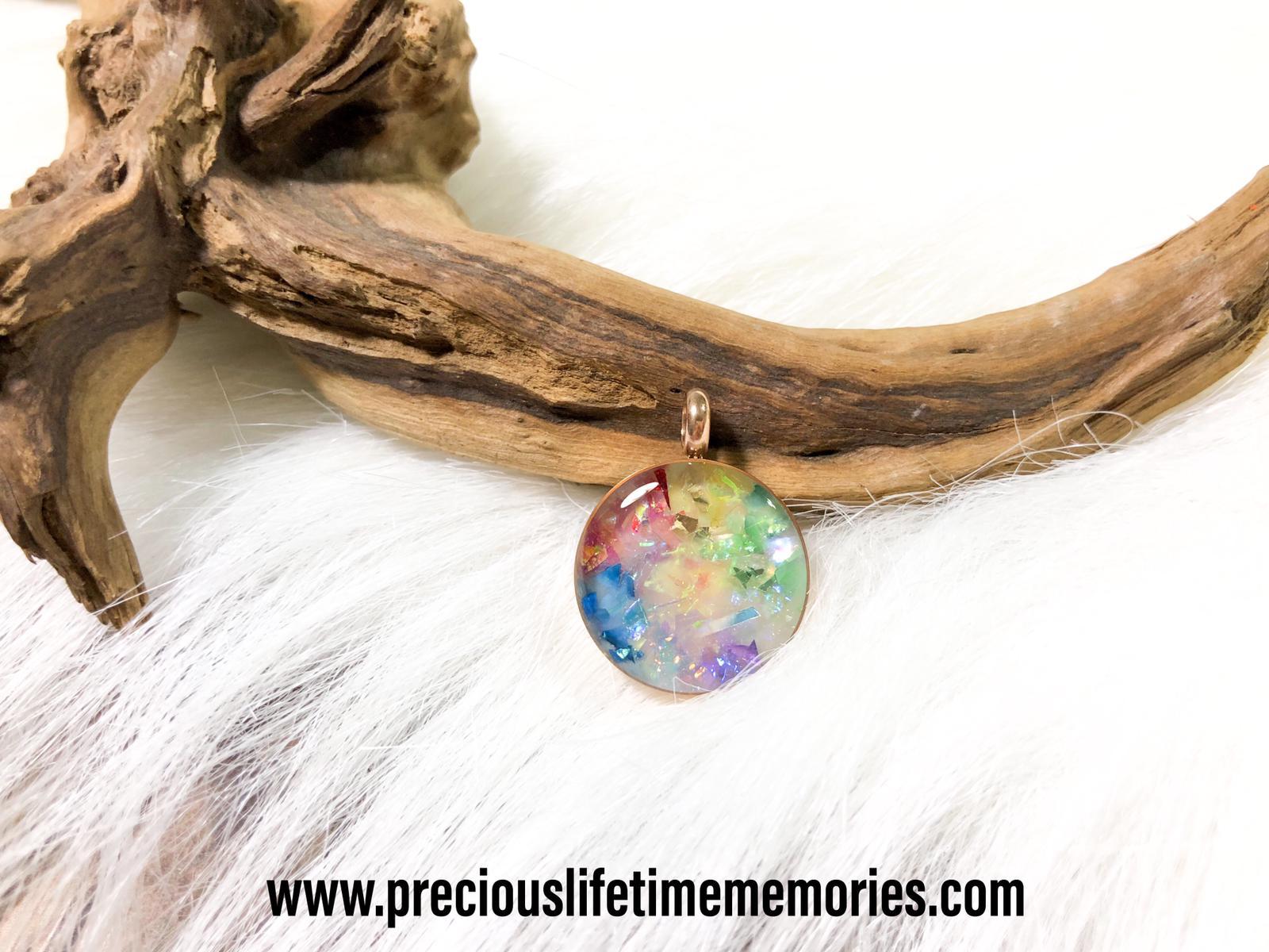 Rainbow Flakes Breastmilk Necklace Pendant (18mm)
