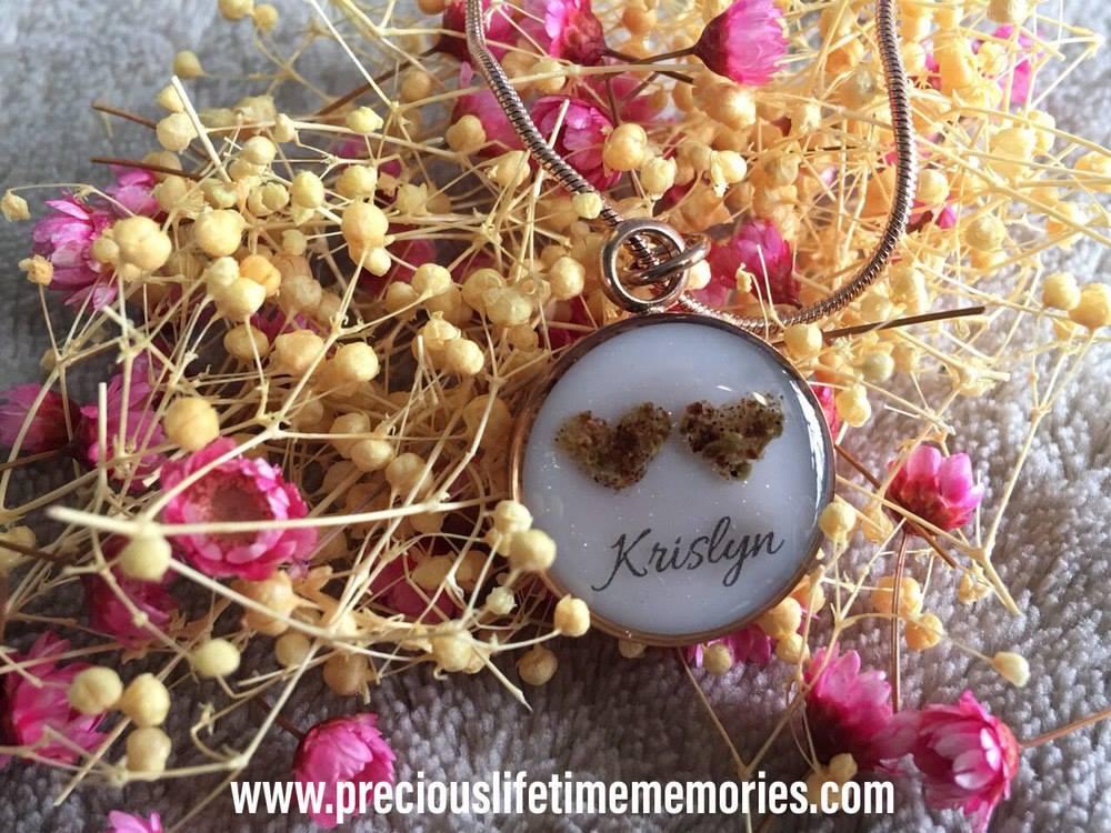 Breastmilk, Umbilical Cord Dual Heart Necklace Pendant (18mm)