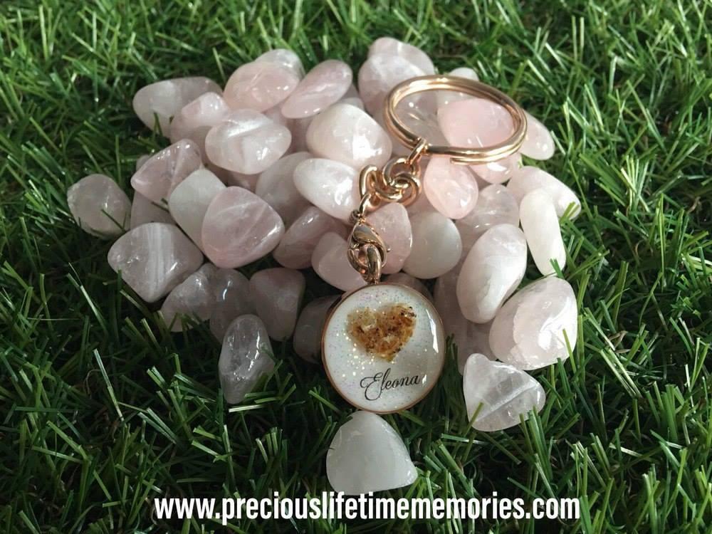 Breastmilk, Umbilical Cord Heart With Glitters Necklace Pendant (18mm)