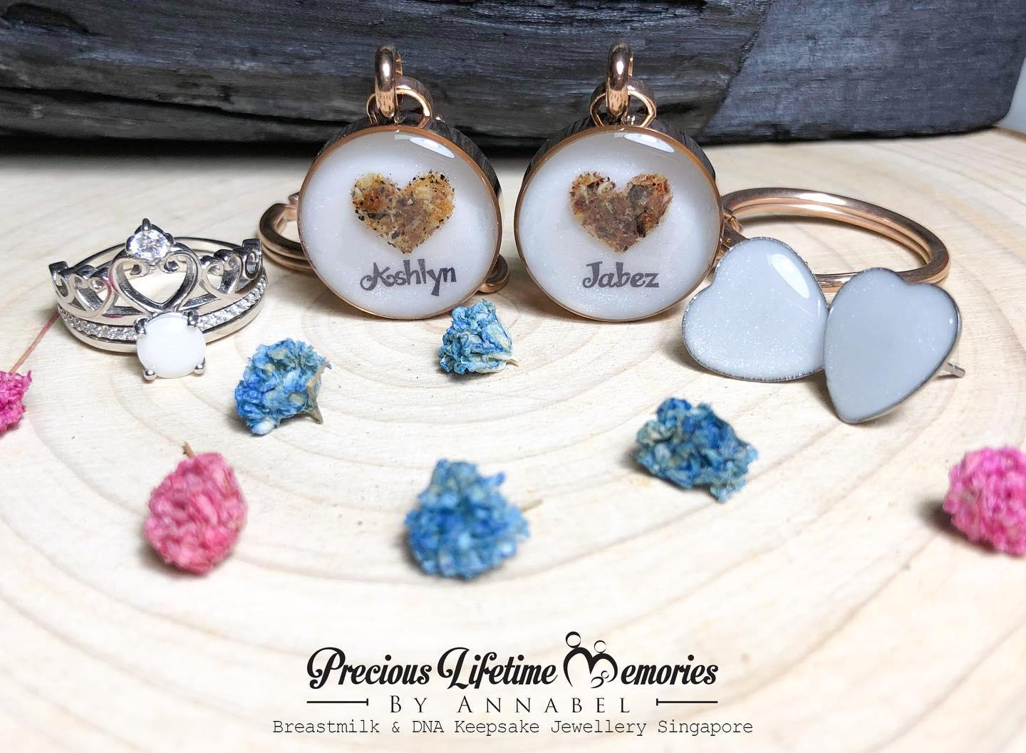 Breastmilk, Umbilical Cord Heart With Glitters Necklace Pendant (18mm)