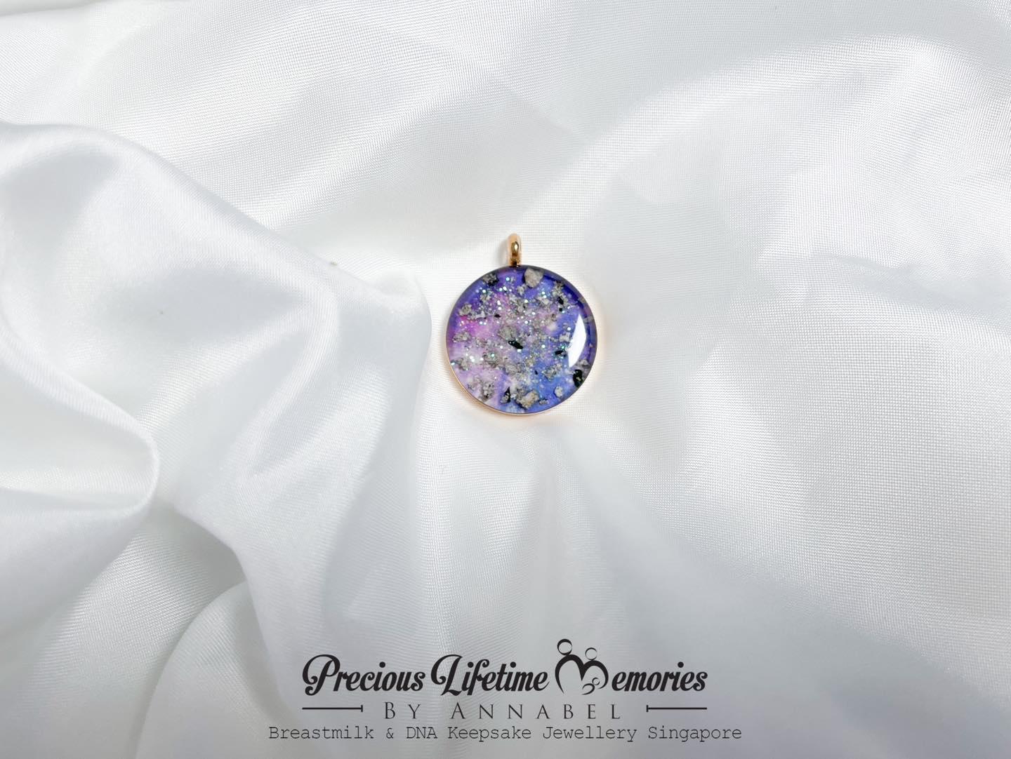 Cremation Bone Fragments Sparkle Galaxy Pendant (25mm)