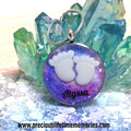Pendant with baby feet design on a crystal background. breastmilk keepsake necklace singapore