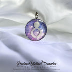 Purple Galaxy pendant with a design on a white fabric background, featuring 'Precious Lifetime Memories by Annabel'.
