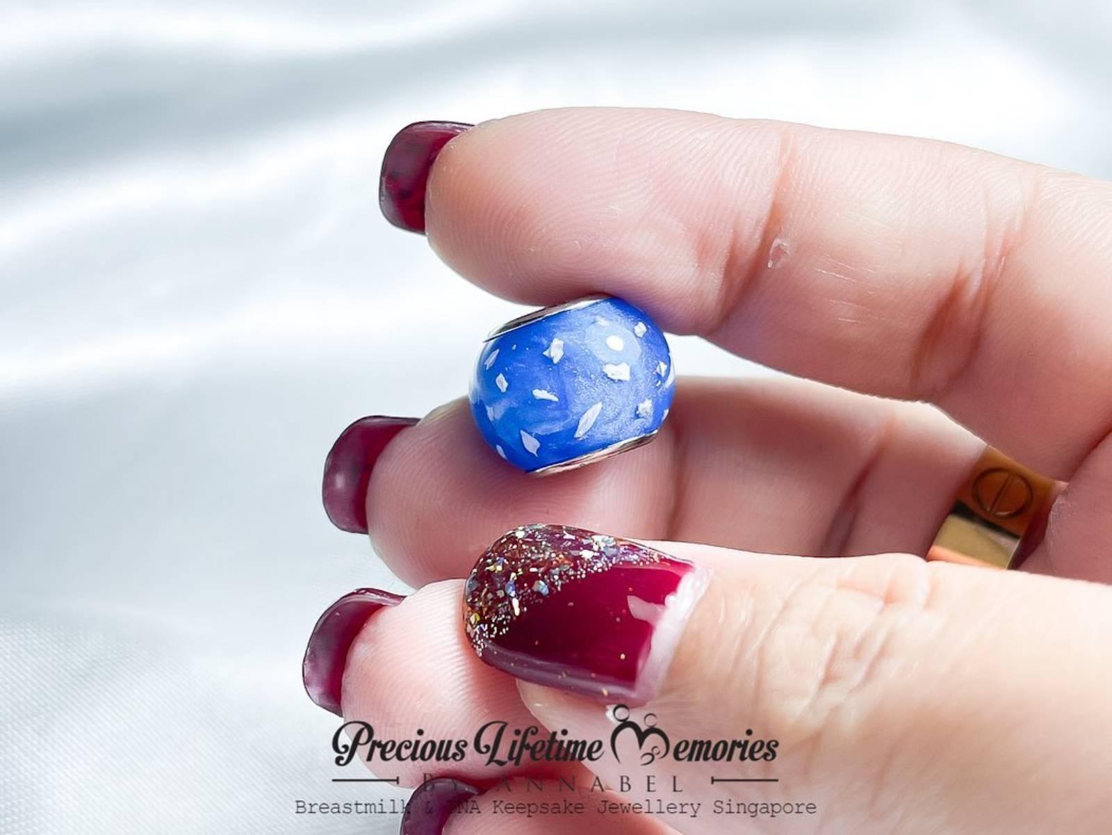 Memorial Bone Fragment Ash Shimmers European Bead Charm