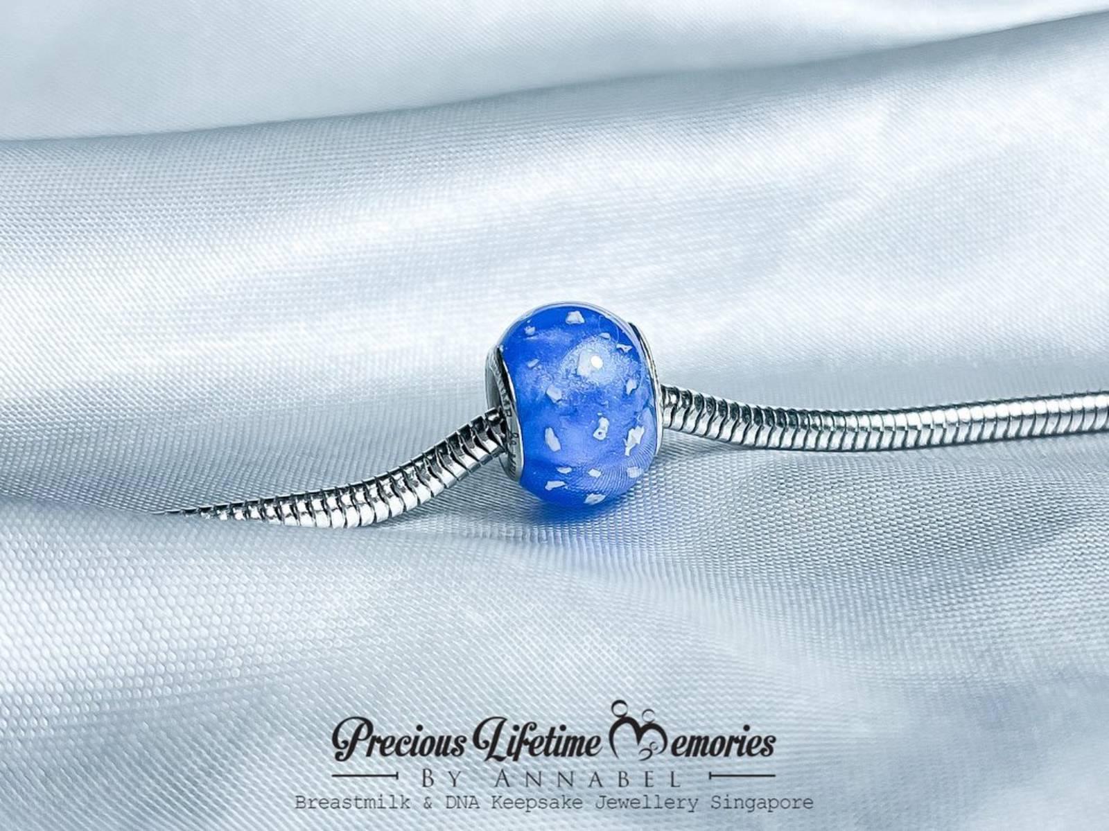 Memorial Bone Fragment Ash Shimmers European Bead Charm