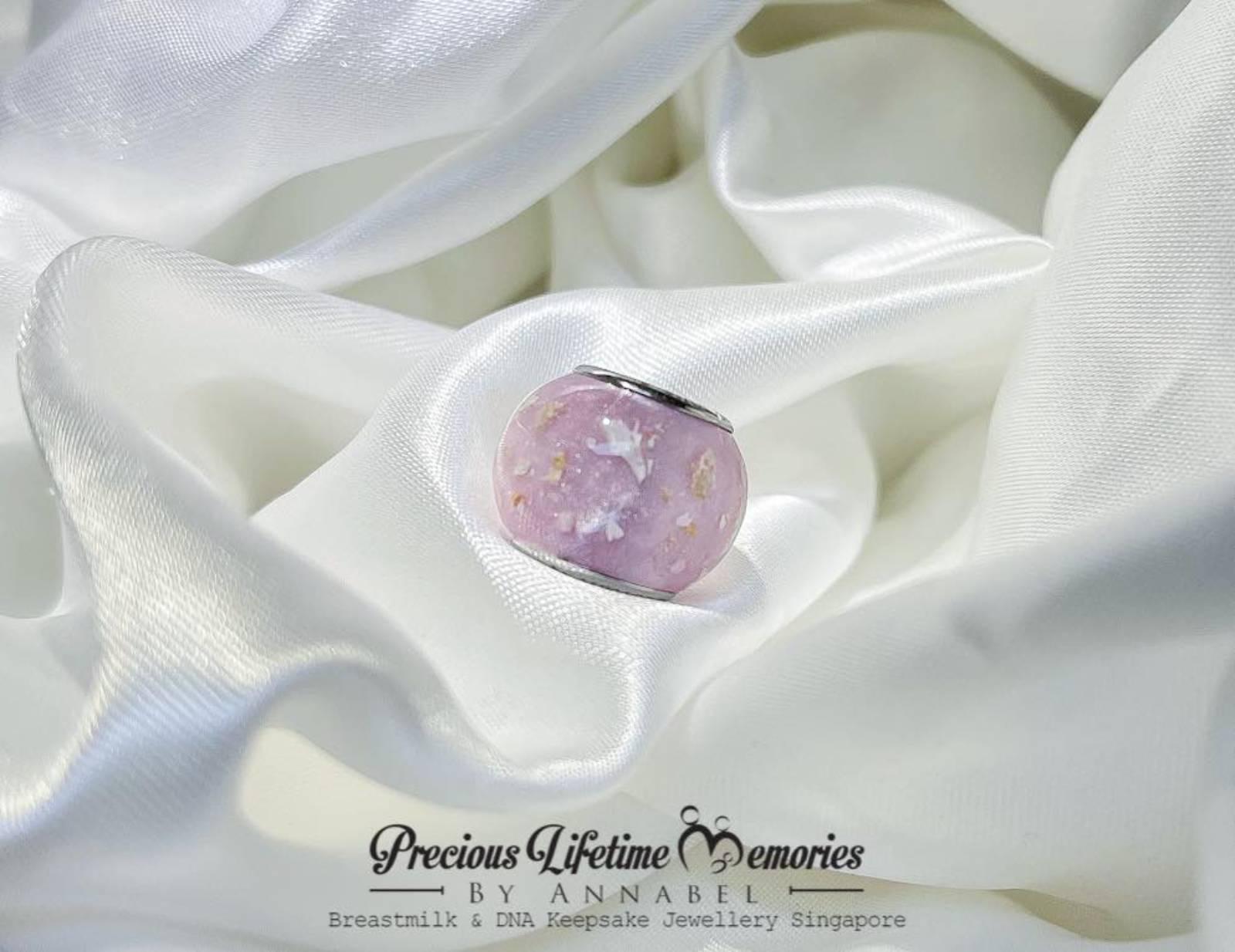 Memorial Bone Fragment Ash Shimmers European Bead Charm