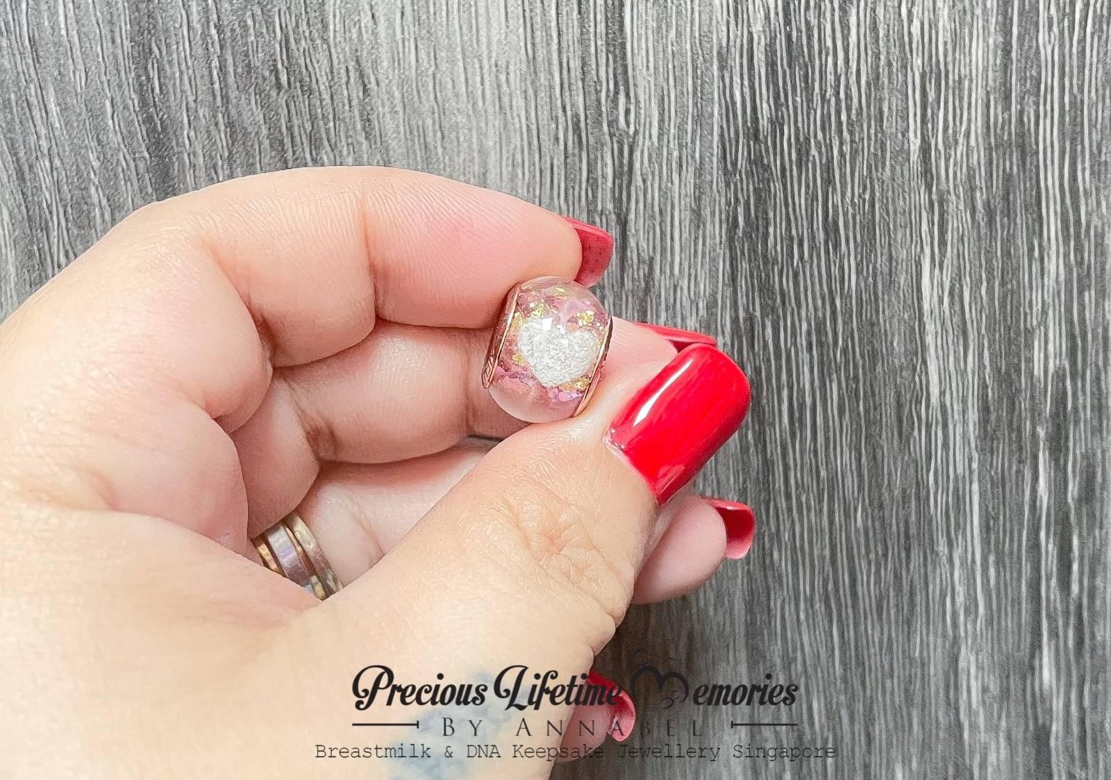 Memorial Heart Ash Champagne Blush European Bead Charm