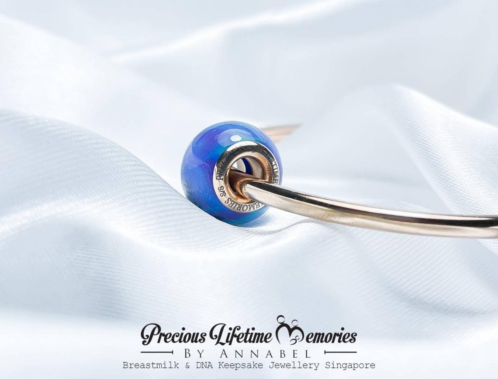 Galaxy Blue Mint Breastmilk European Bead Charm
