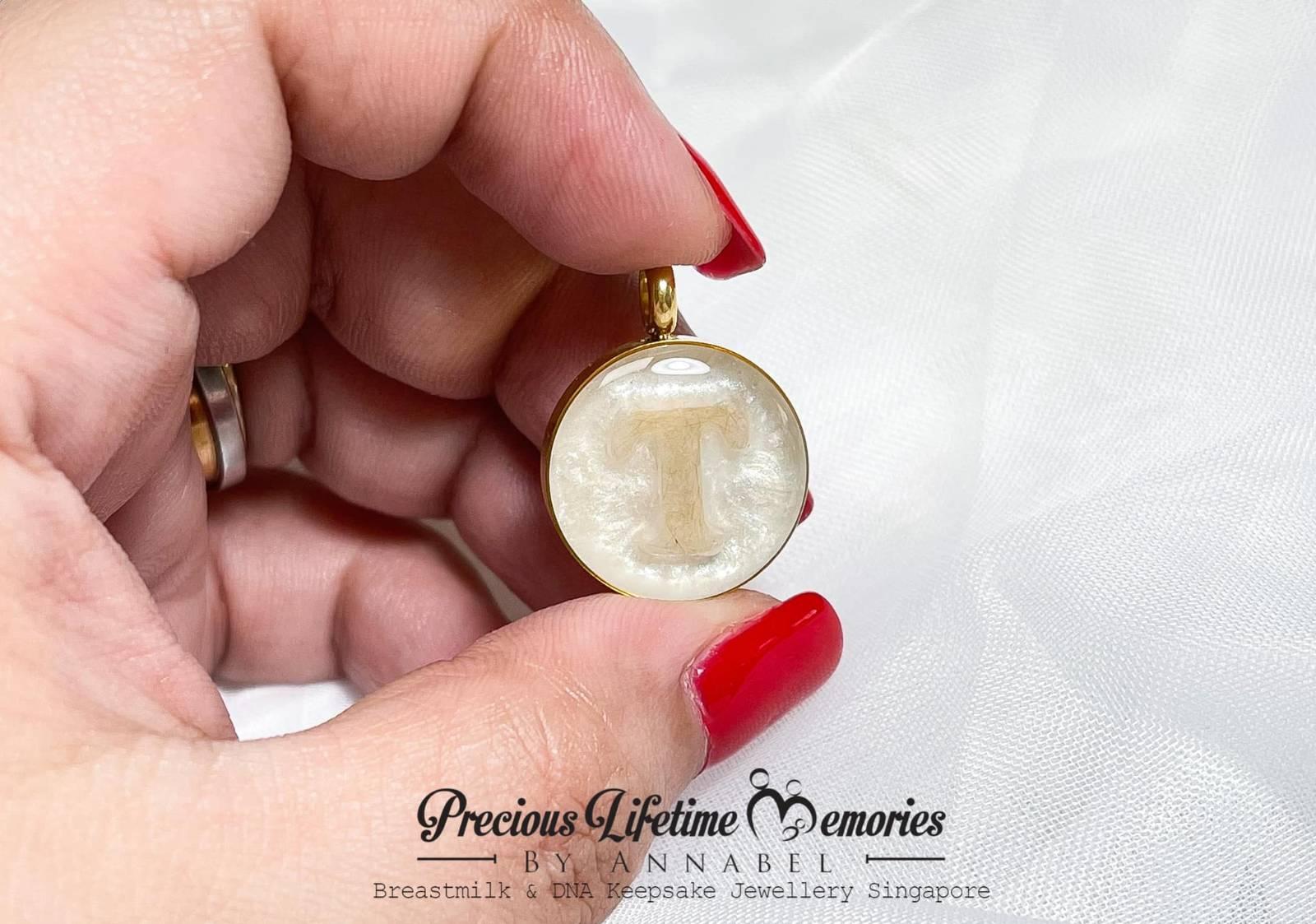 Cremation Ashes Bold Initial Pearl Effect Pendant (18mm)