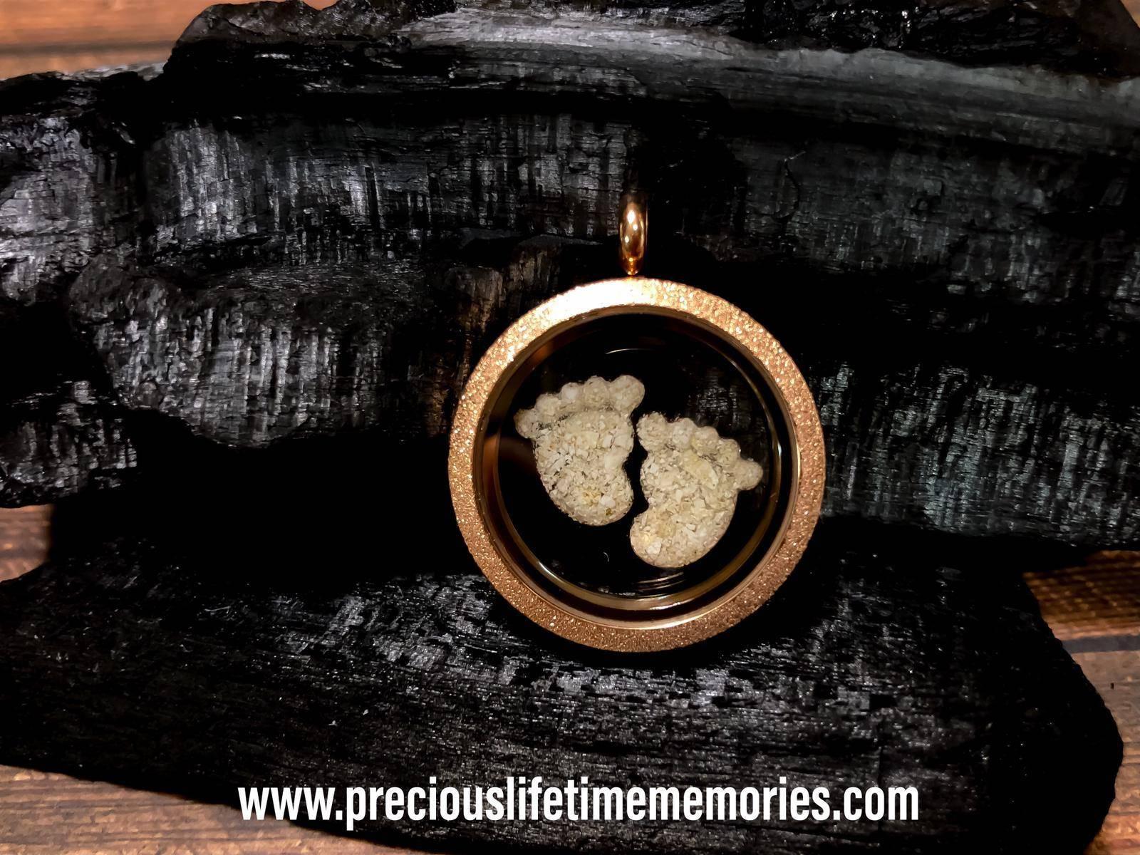Cremation Ashes Mighty Feet Glass Locket