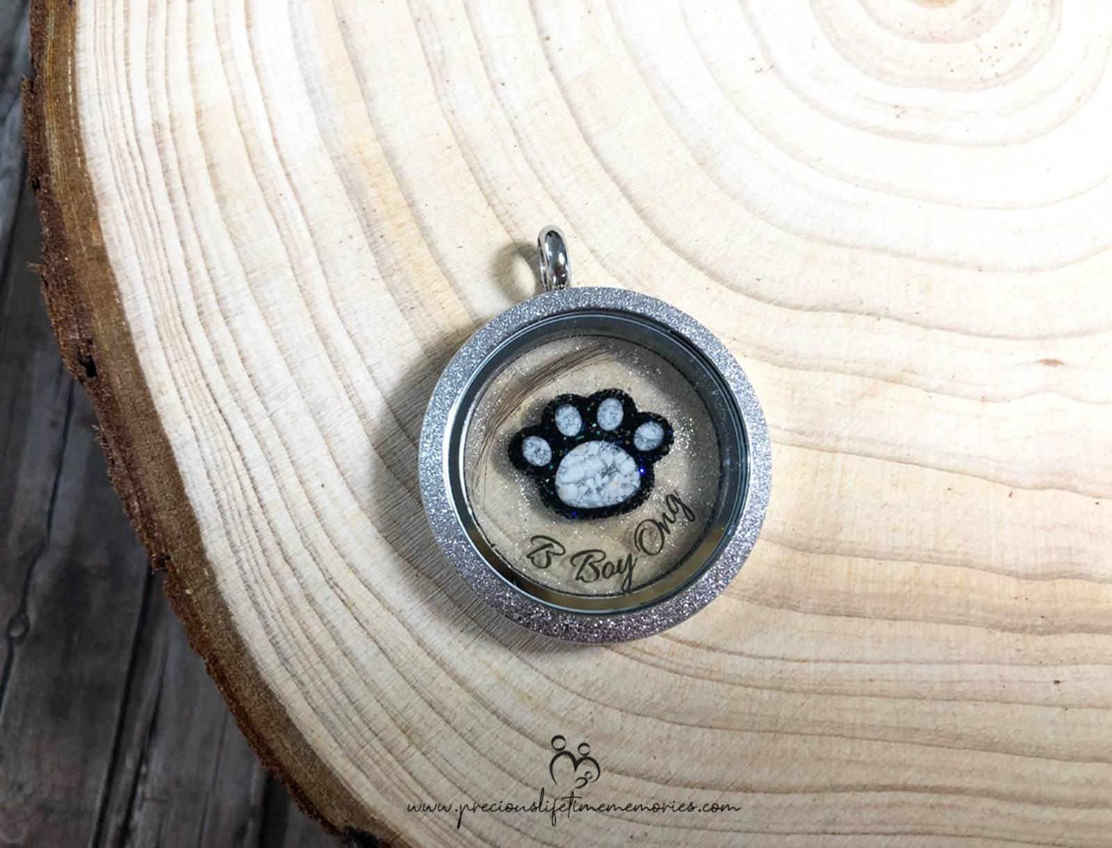 Pet Cremation Paw Ashes Glass Locket