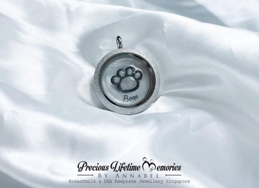 Pet Cremation Paw Ashes Glass Locket