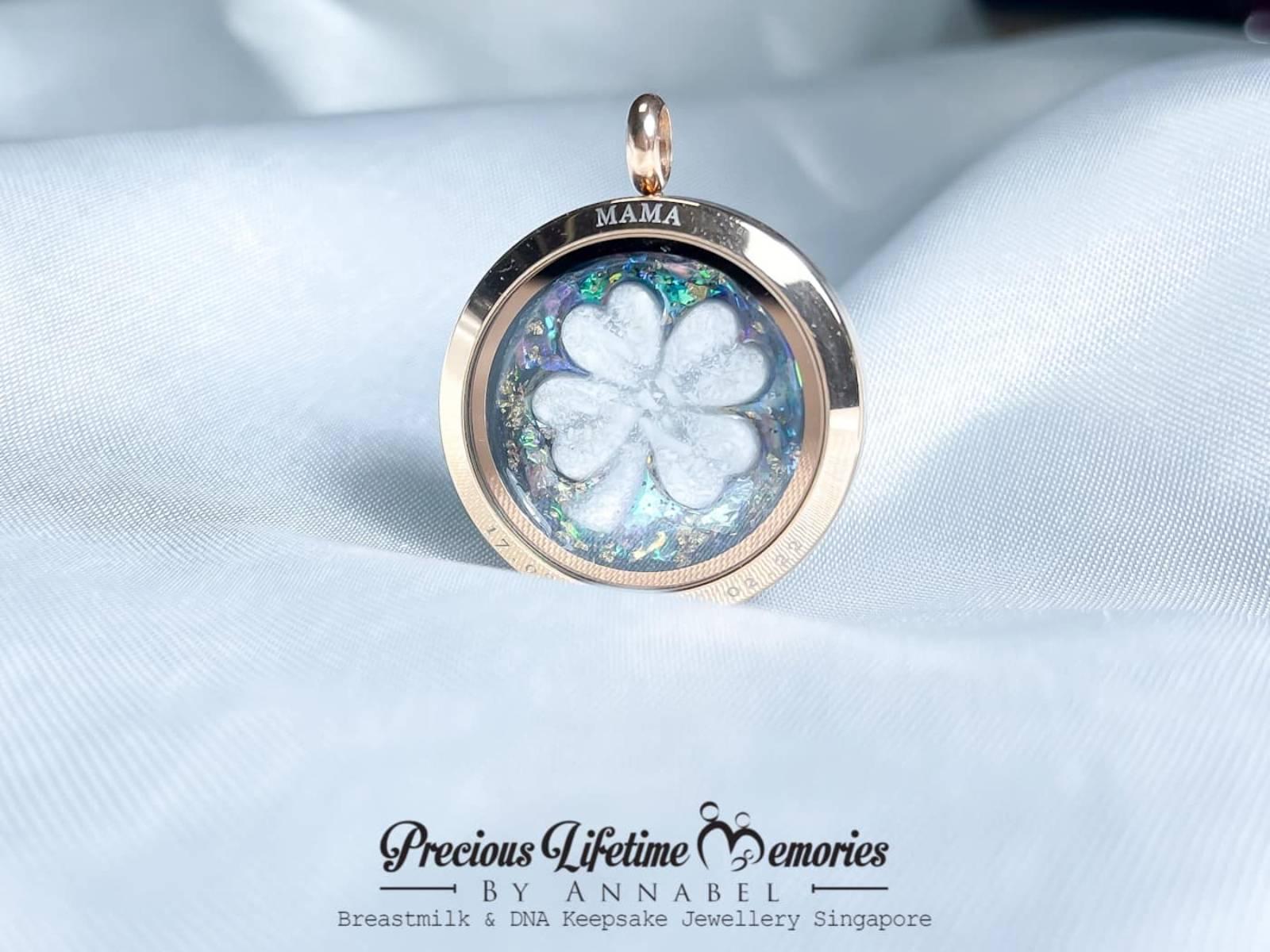 Memorial Cremation Ashes Clover Galaxy Glass Locket