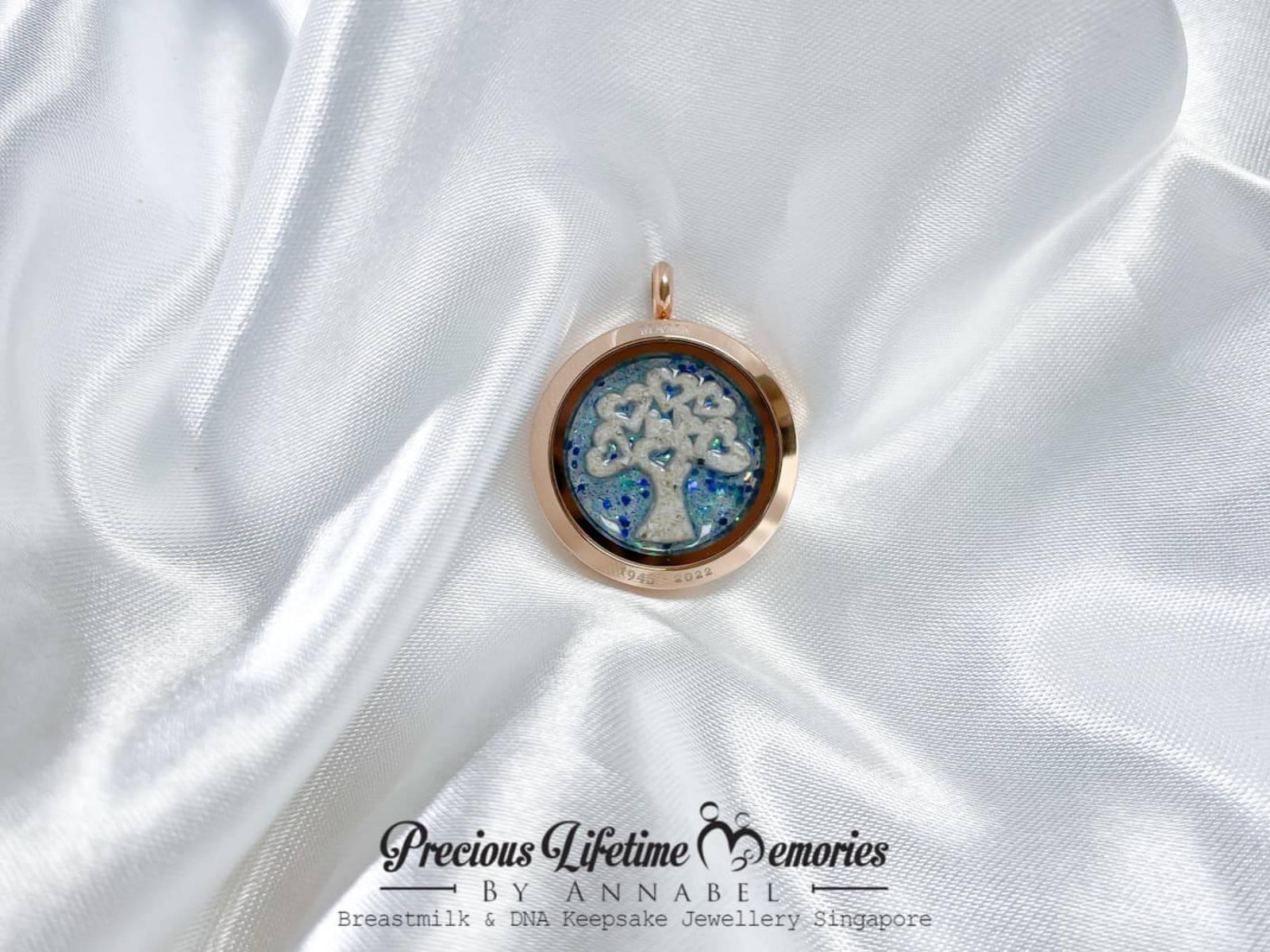 Cremation Ashes Tree Of Love PM Blue Mix Glass Locket
