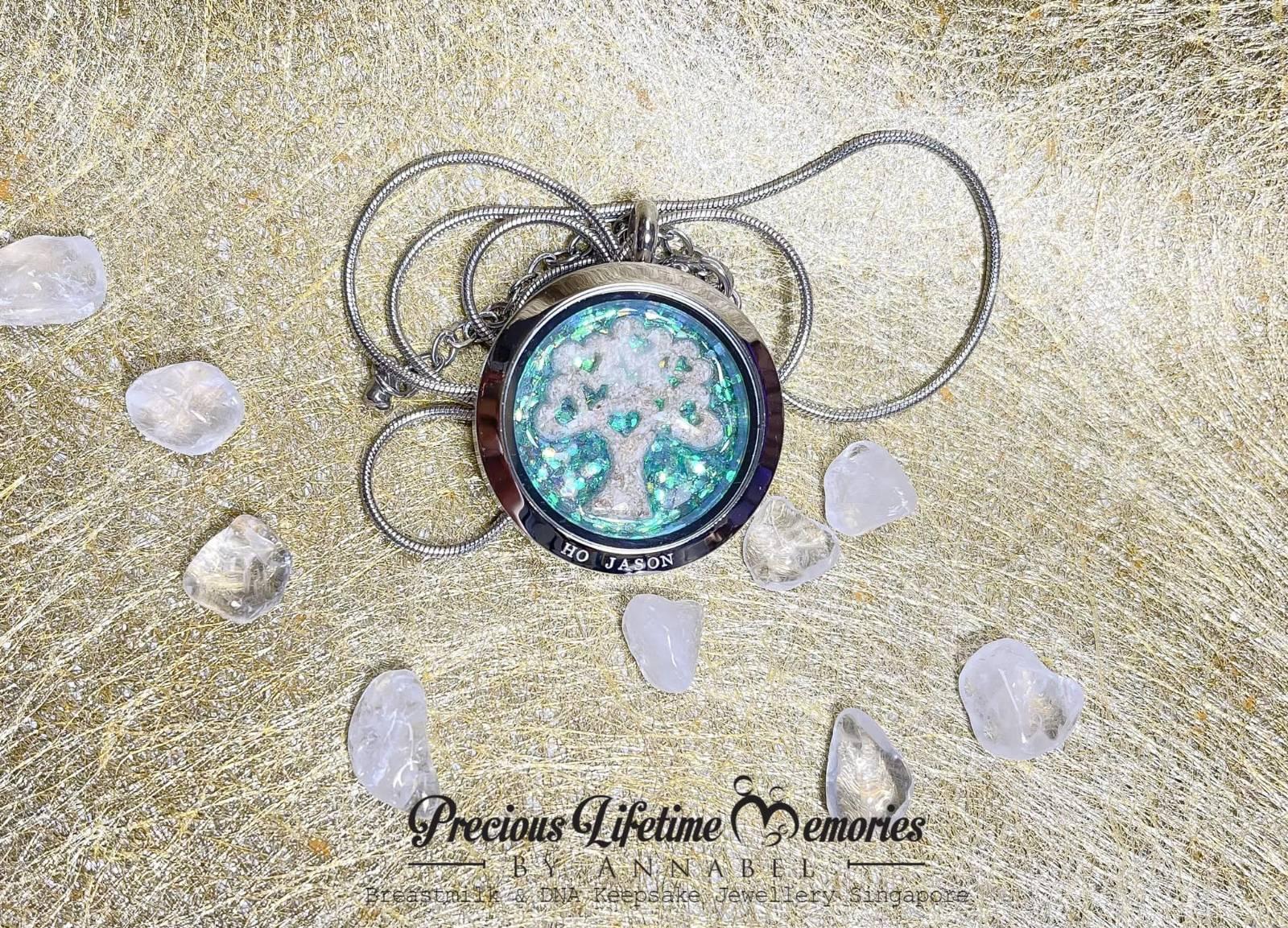 Memorial Cremation Tree Of Love Full Falling Glitter Glass Locket