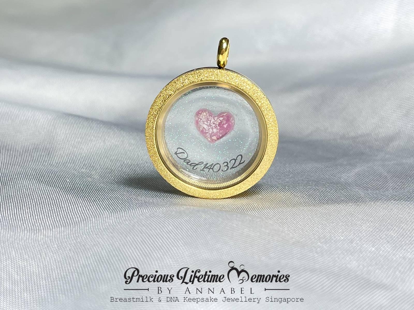Memorial Cremation Heart Ash Resin Birthstone Glass Locket