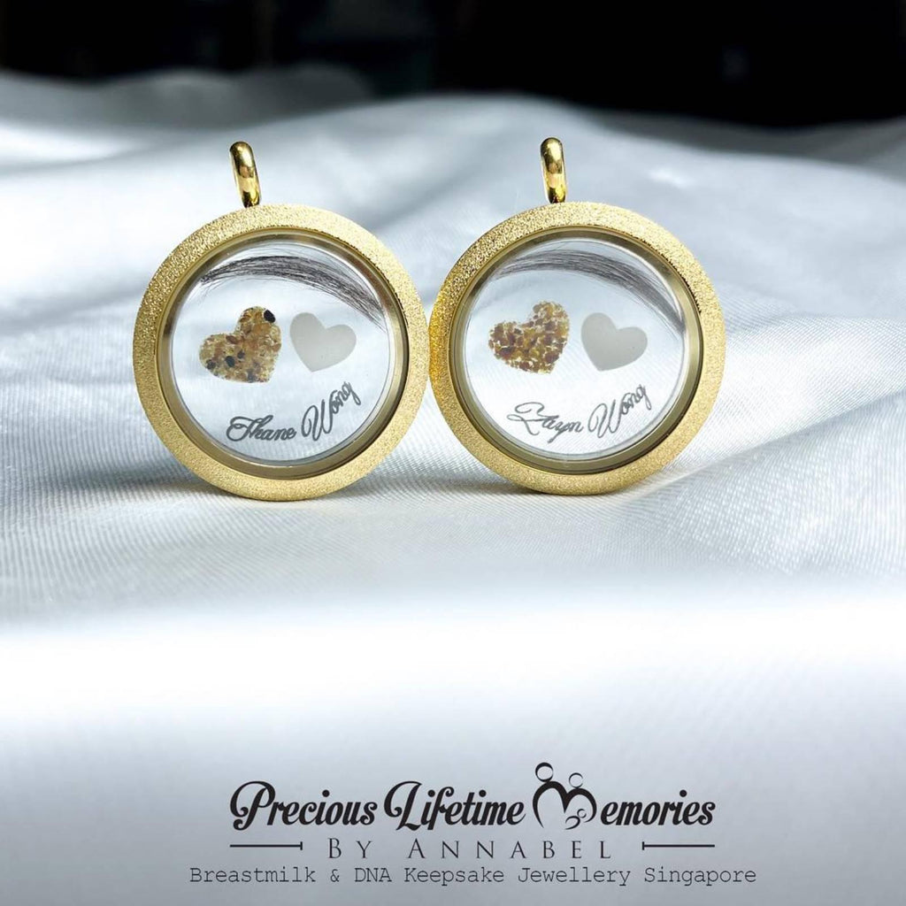 Triple Inclusion Dual Hearts Glass Locket