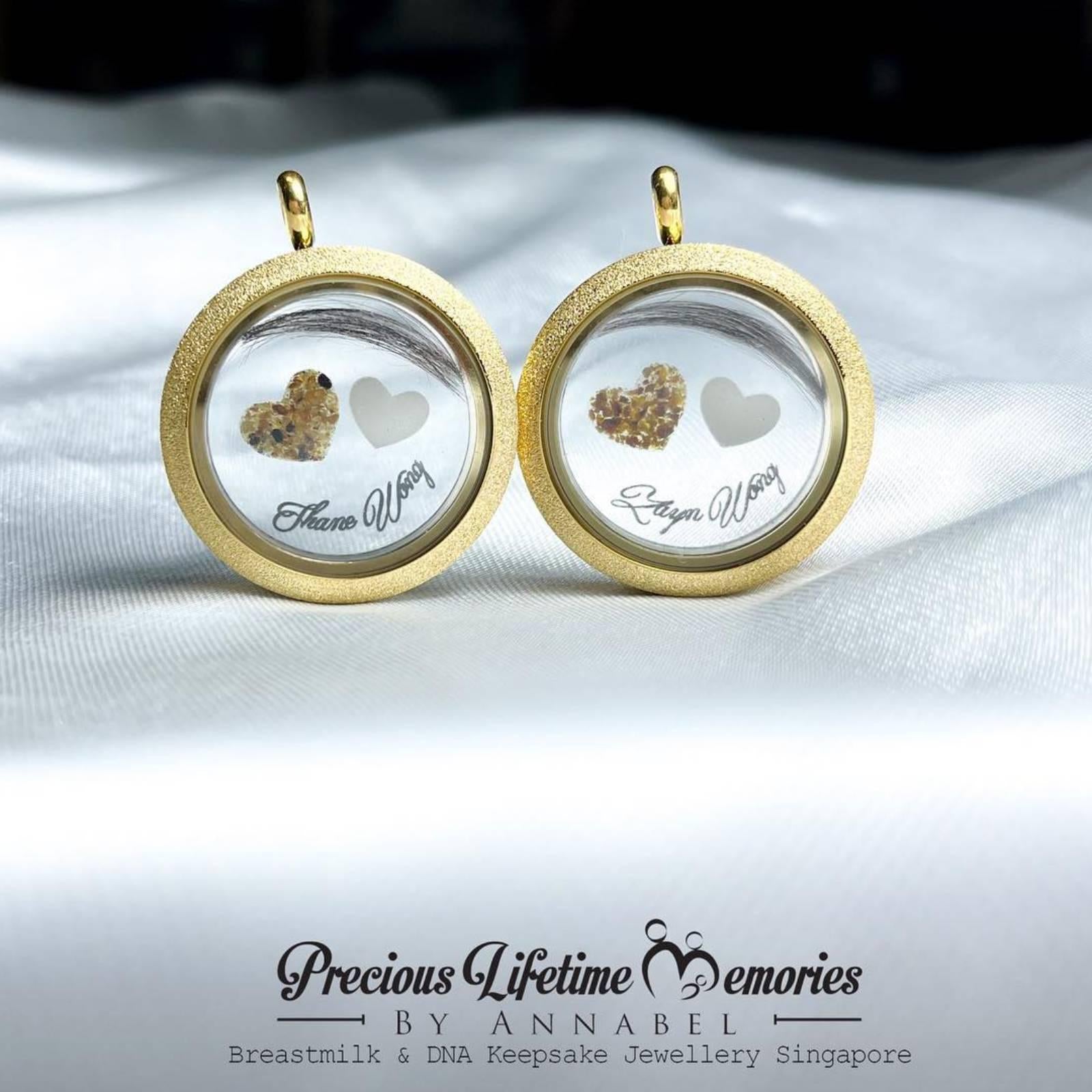 Triple Inclusion Dual Hearts Glass Locket
