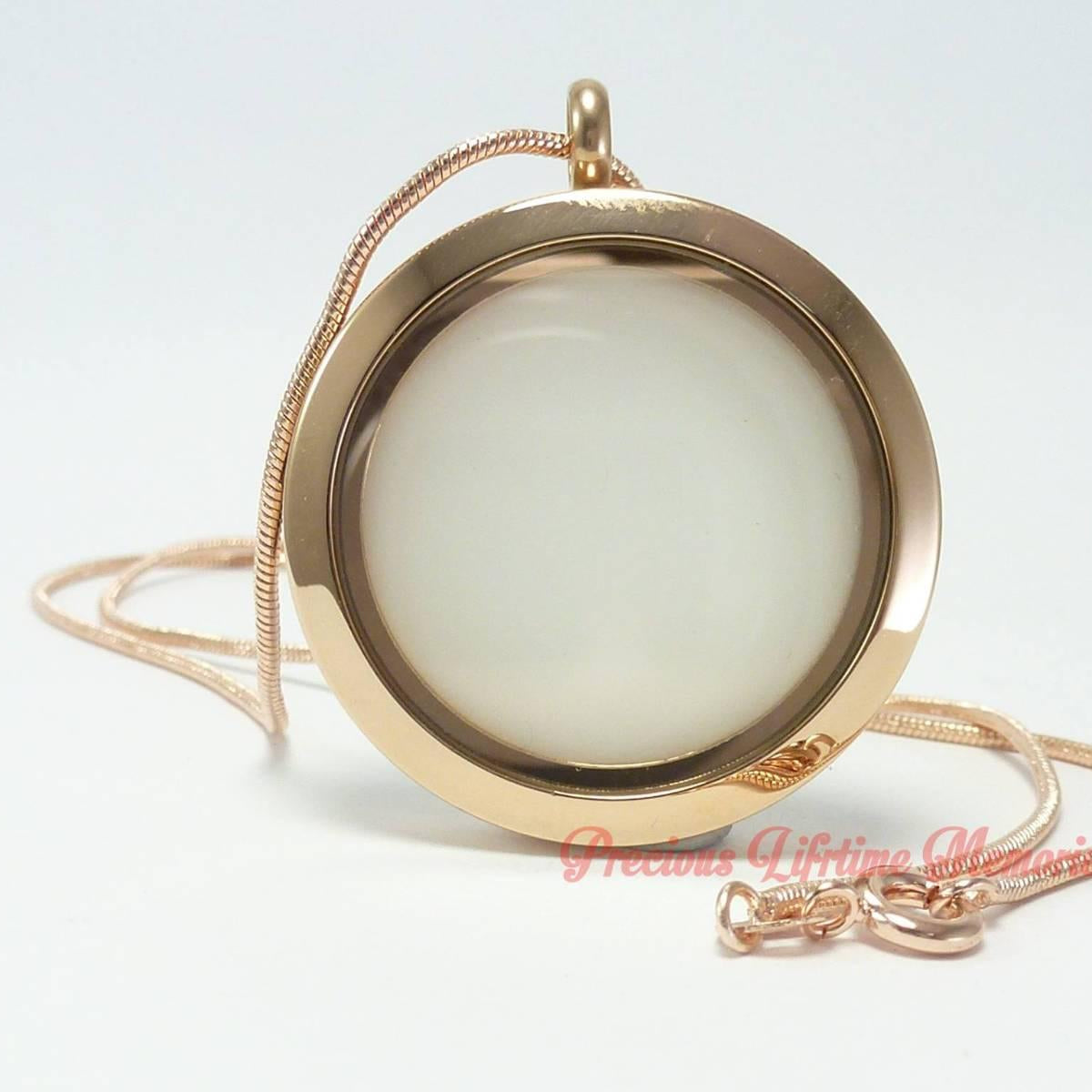 Gold locket with a white background on a light gray background
