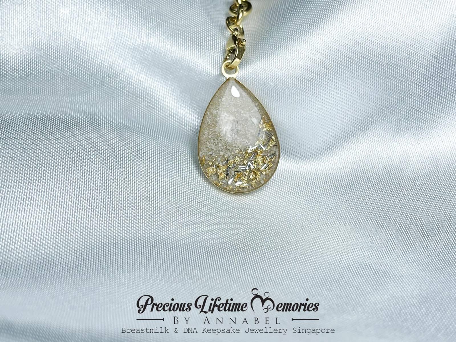 Cremation Ashes Silvery Gold Waterdrop Pendant